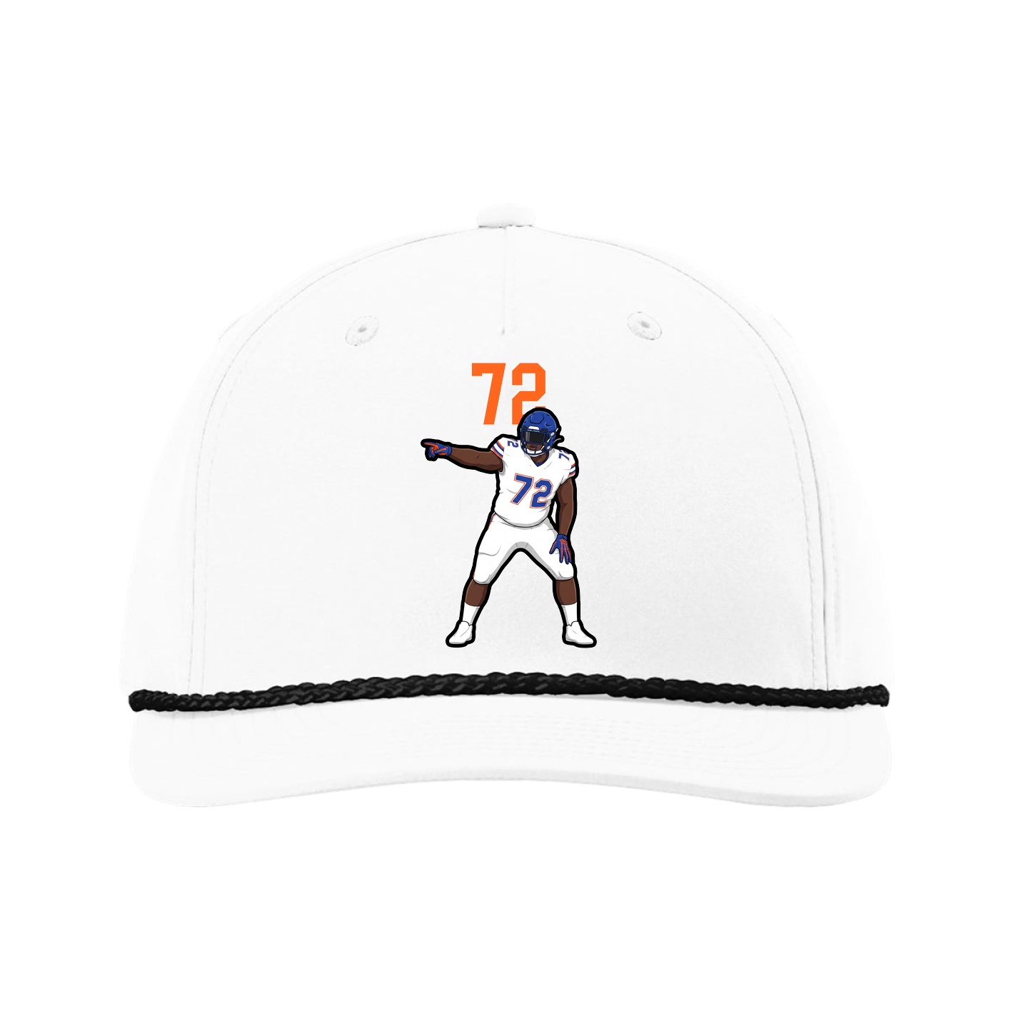 Five-Panel Classic Rope Cap — Number Top in White