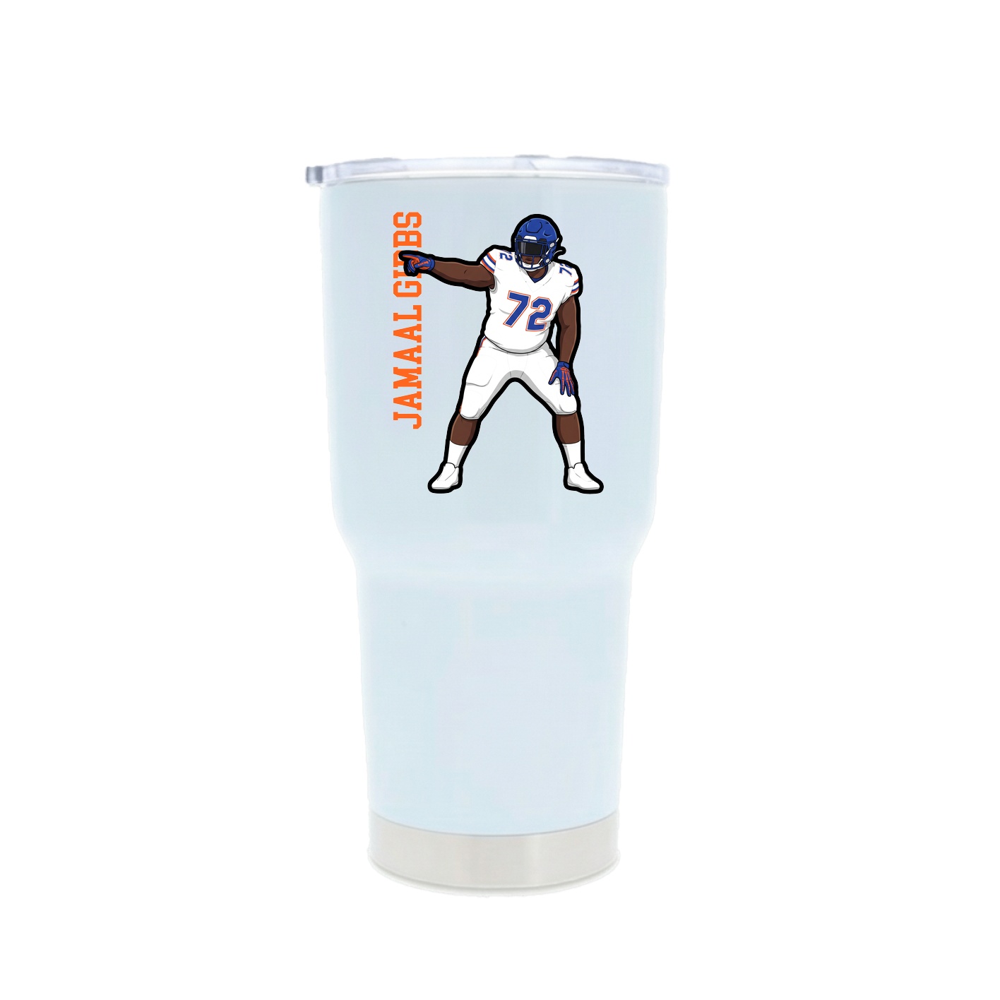 30oz Stainless Steel Tumbler — Name Vertical in White