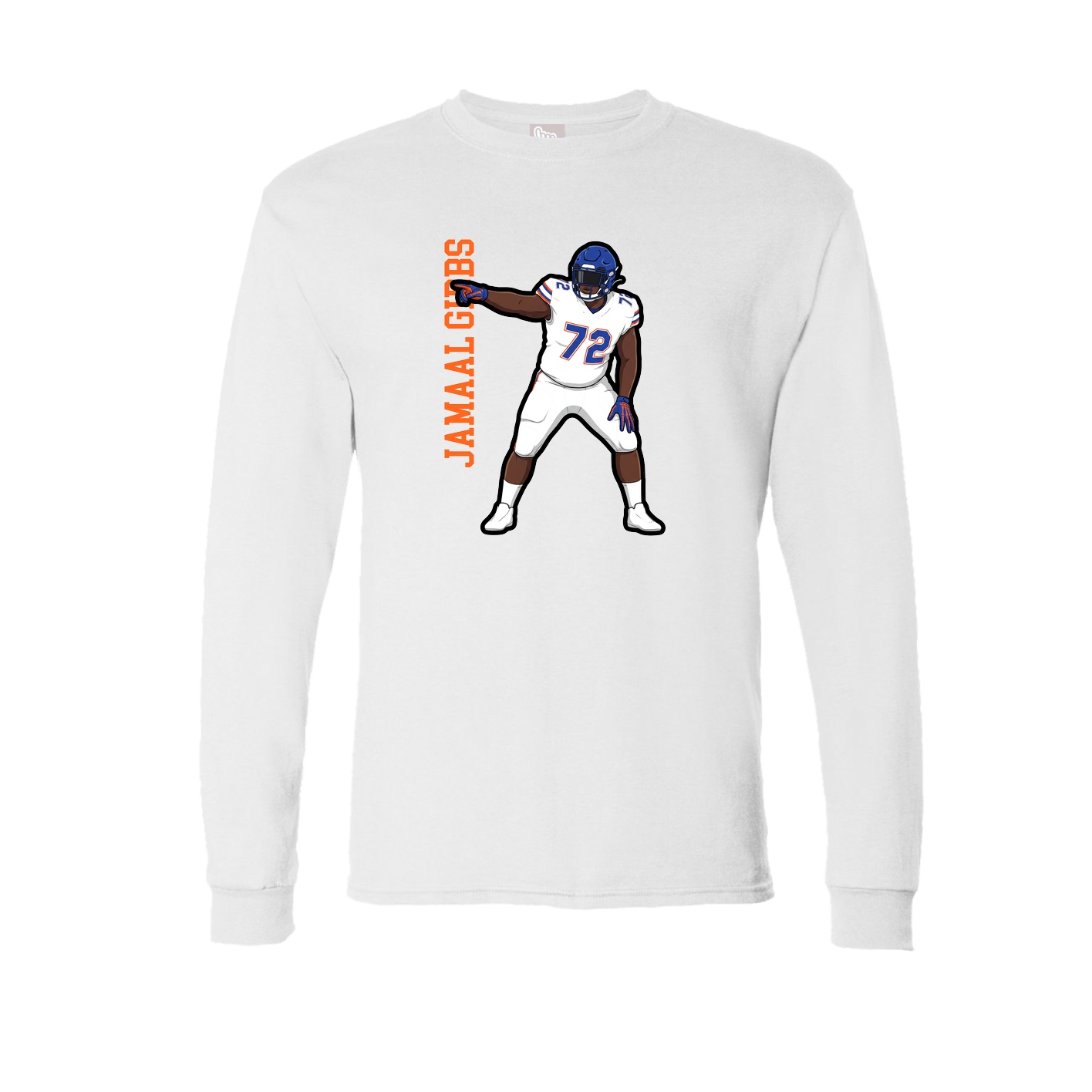 Long Sleeve Tee — Name Vertical in White