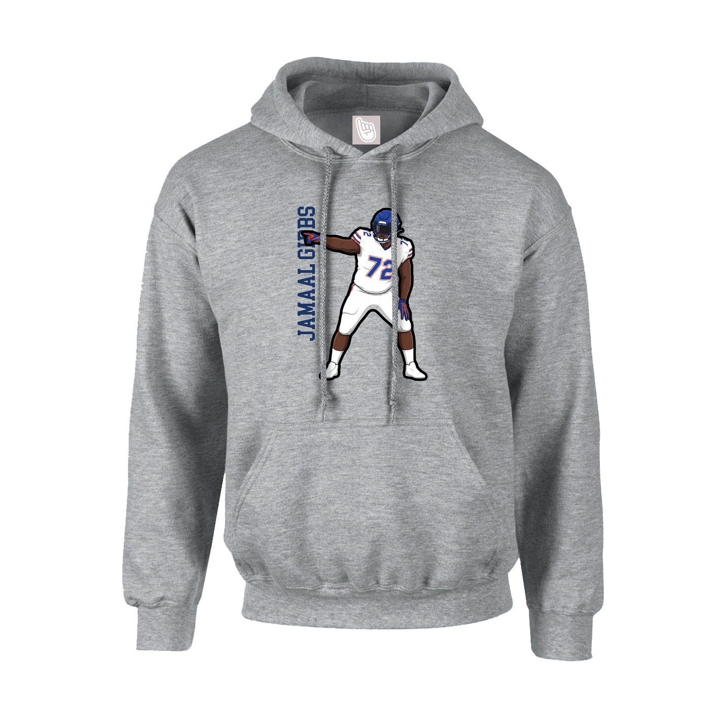 Hoodie — Name Vertical in Grey