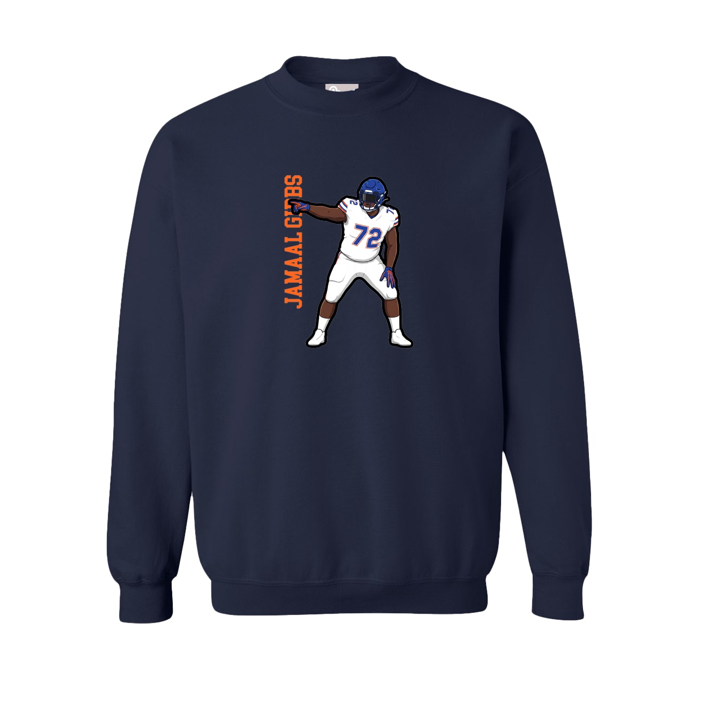 Fleece Crew — Name Vertical in Navy