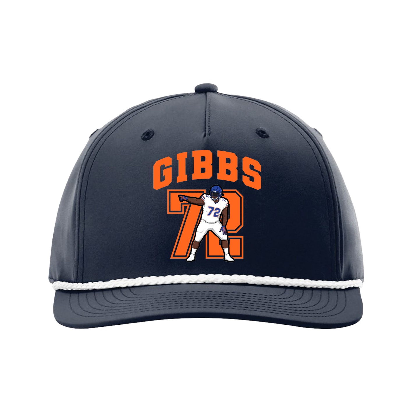 Five-Panel Classic Rope Cap — Number in Navy