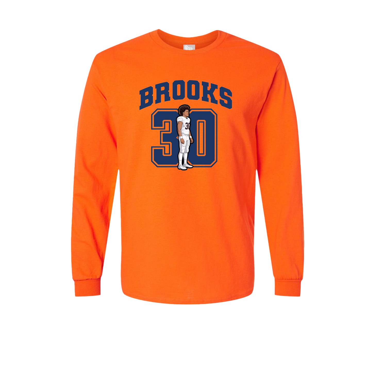 Long Sleeve Tee — Number in Orange