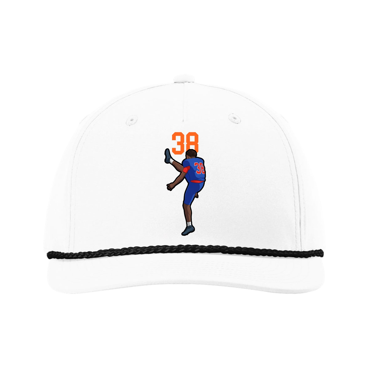 Five-Panel Classic Rope Cap — Number Top in White