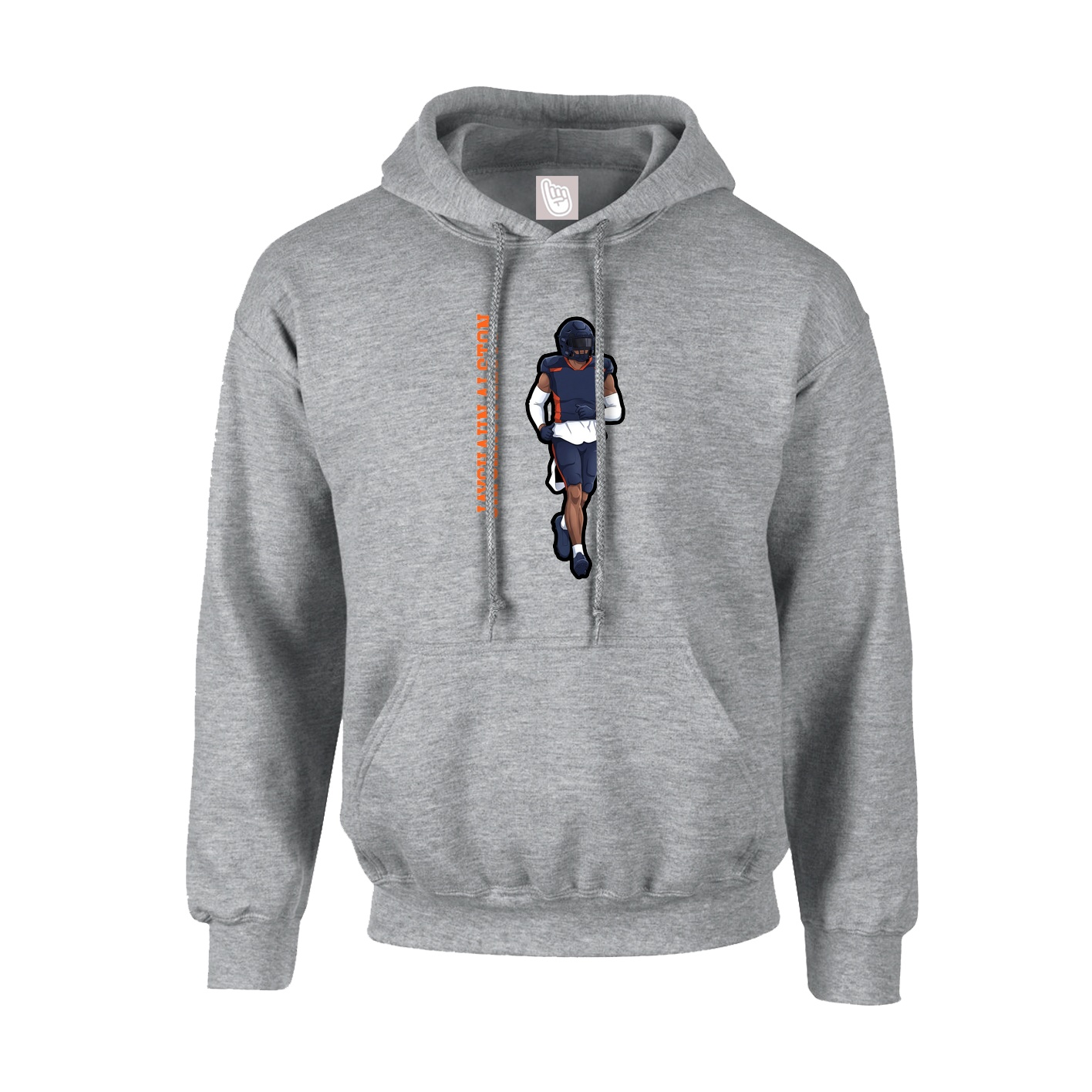 Youth Hoodie — Name Vertical in Grey