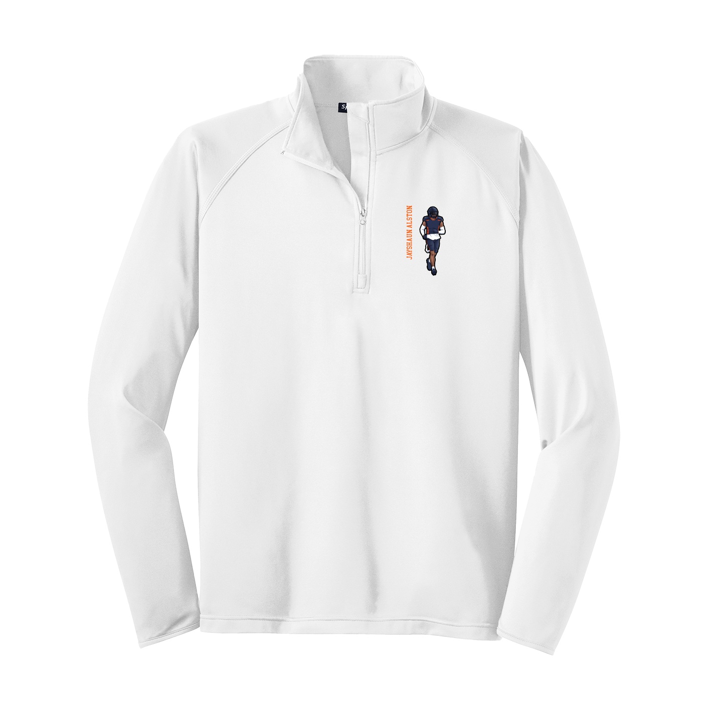 Q-Zip Pullover — Name Vertical in White