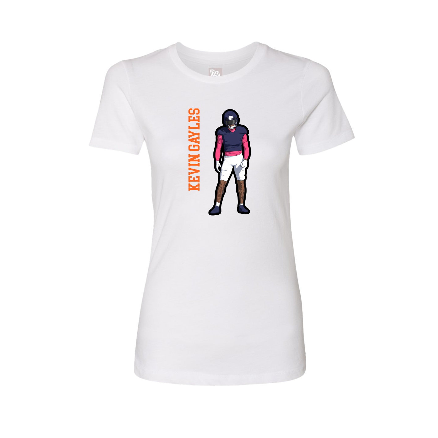 Fitted Women's Tee — Name Vertical in White