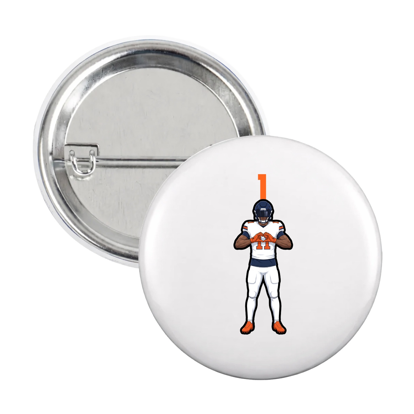 Game Day Button — Number Top in White