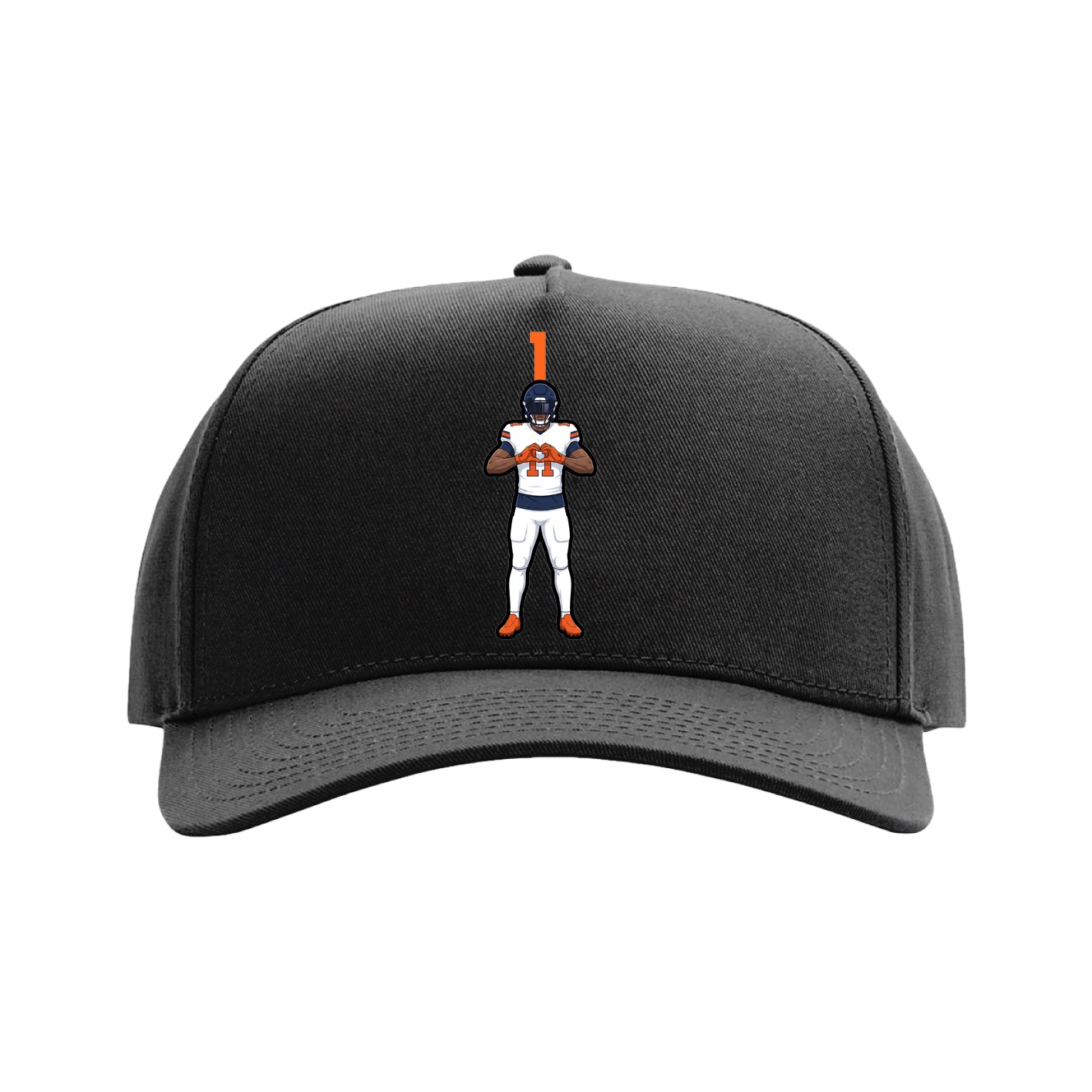 Full Fabric Five-Panel Champ Cap — Number Top in Black