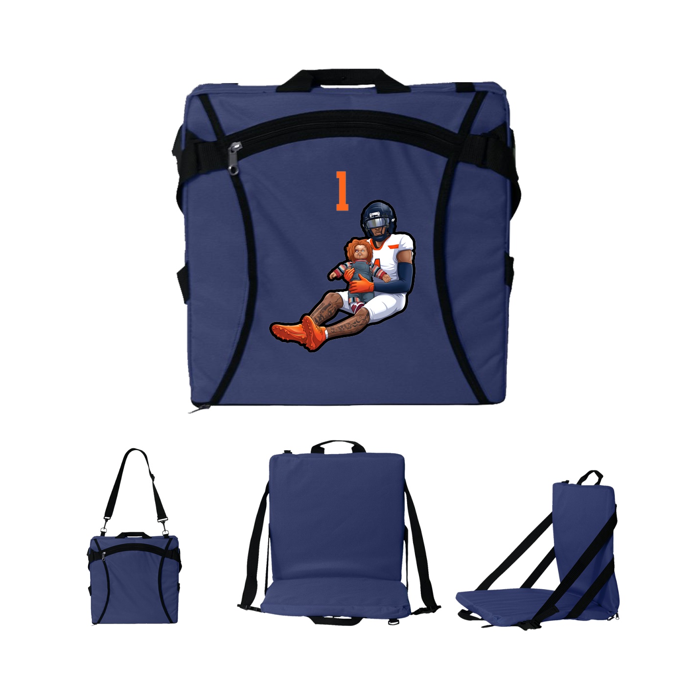 Folding Stadium Seat — Number Top in Navy
