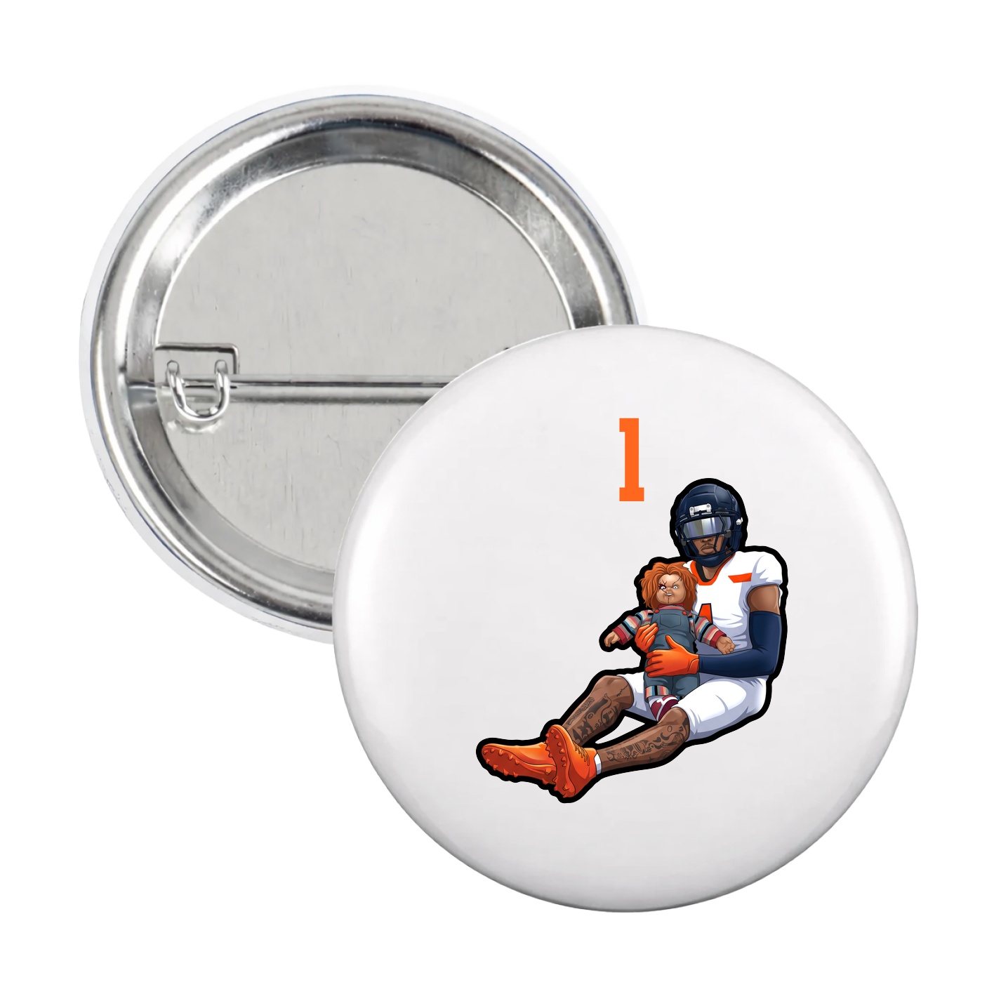 Game Day Button — Number Top in White