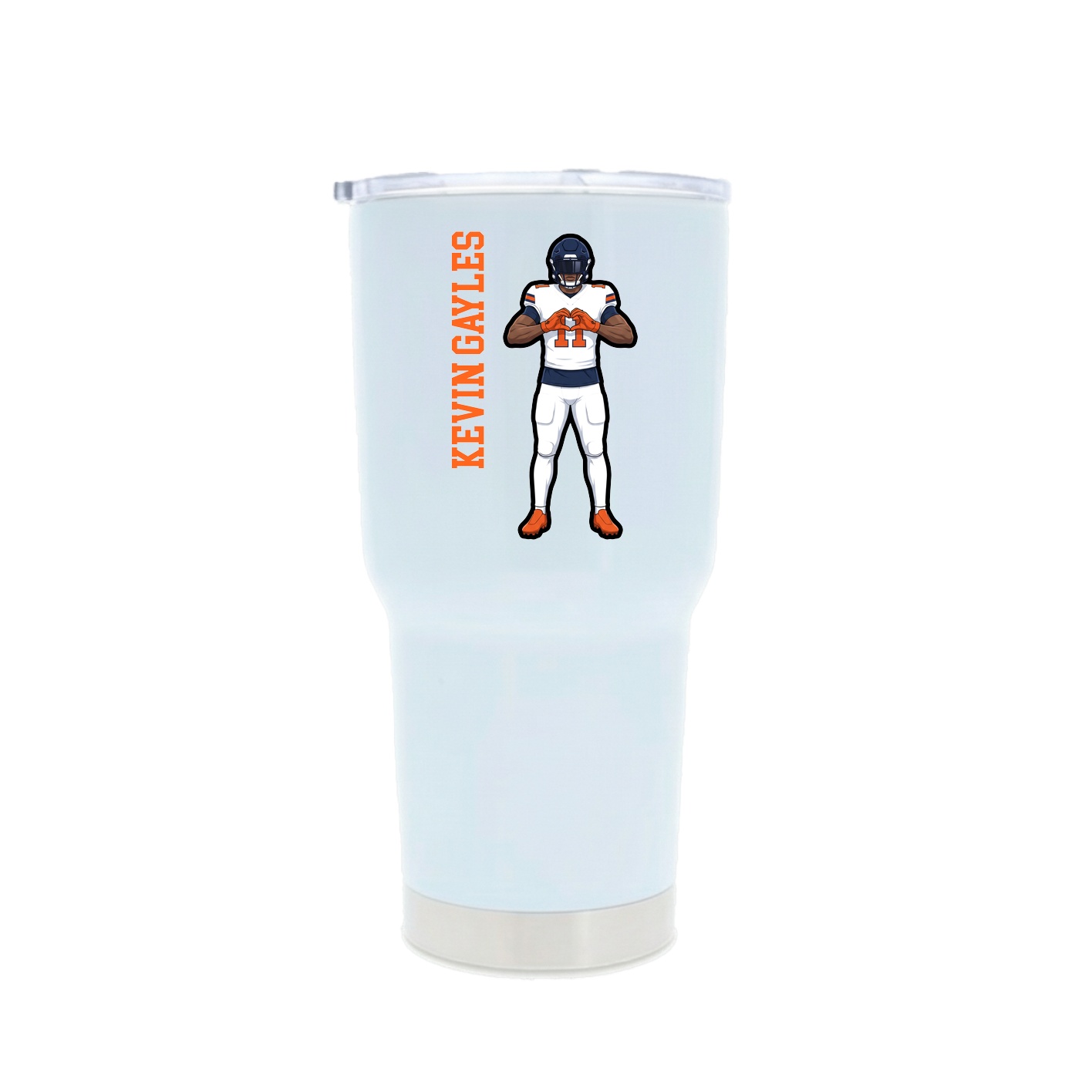 30oz Stainless Steel Tumbler — Name Vertical in White