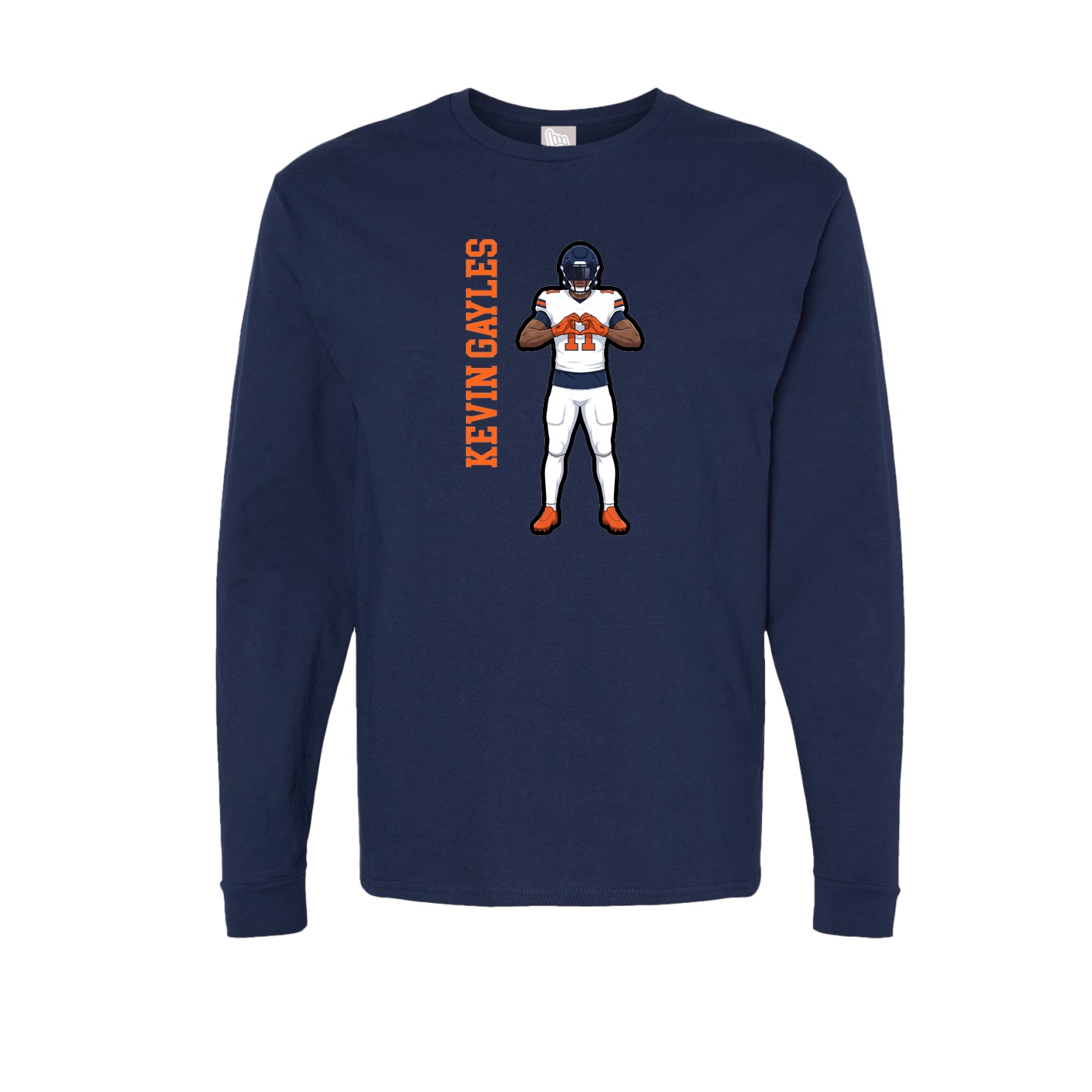 Long Sleeve Tee — Name Vertical in Navy