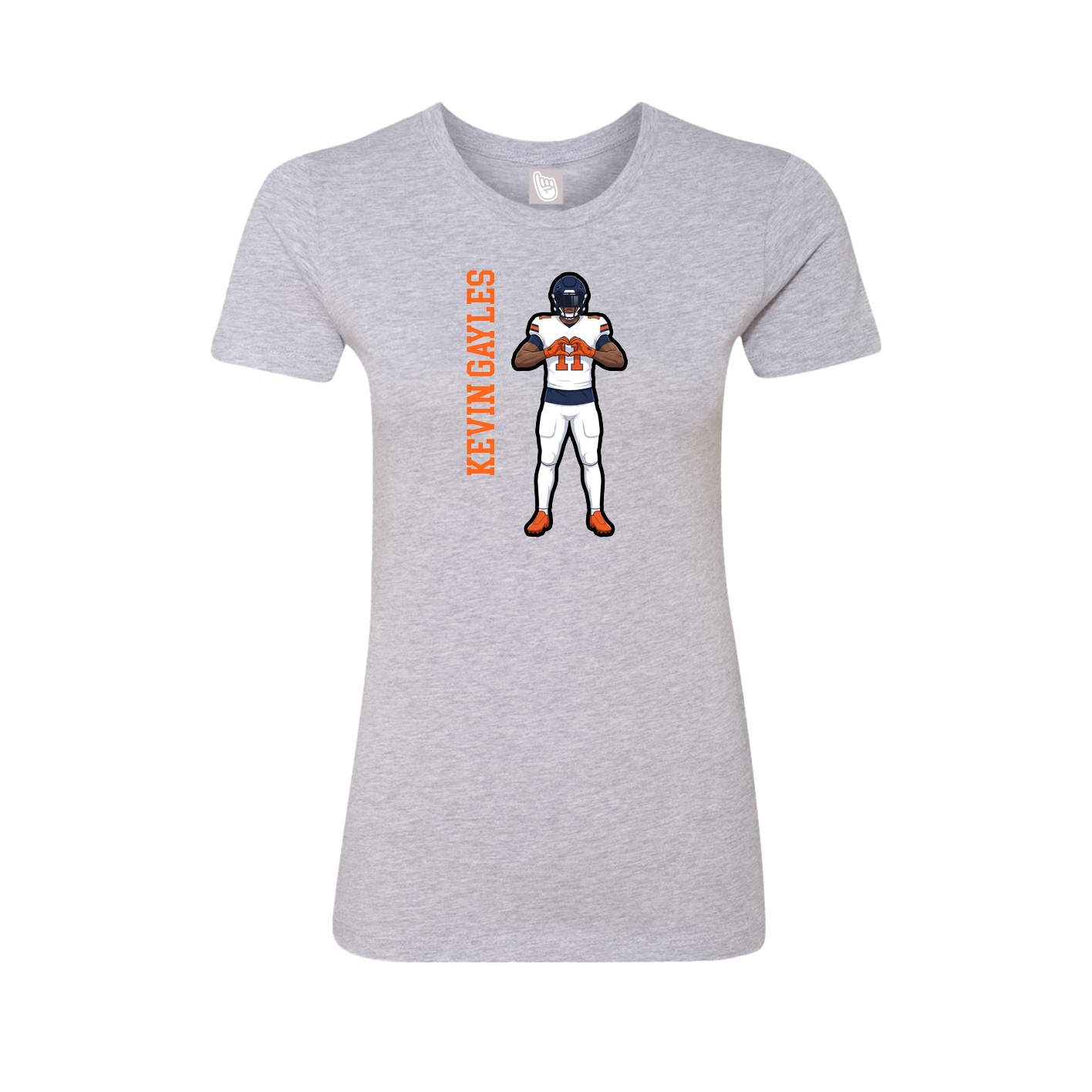 Fitted Women's Tee — Name Vertical in Grey