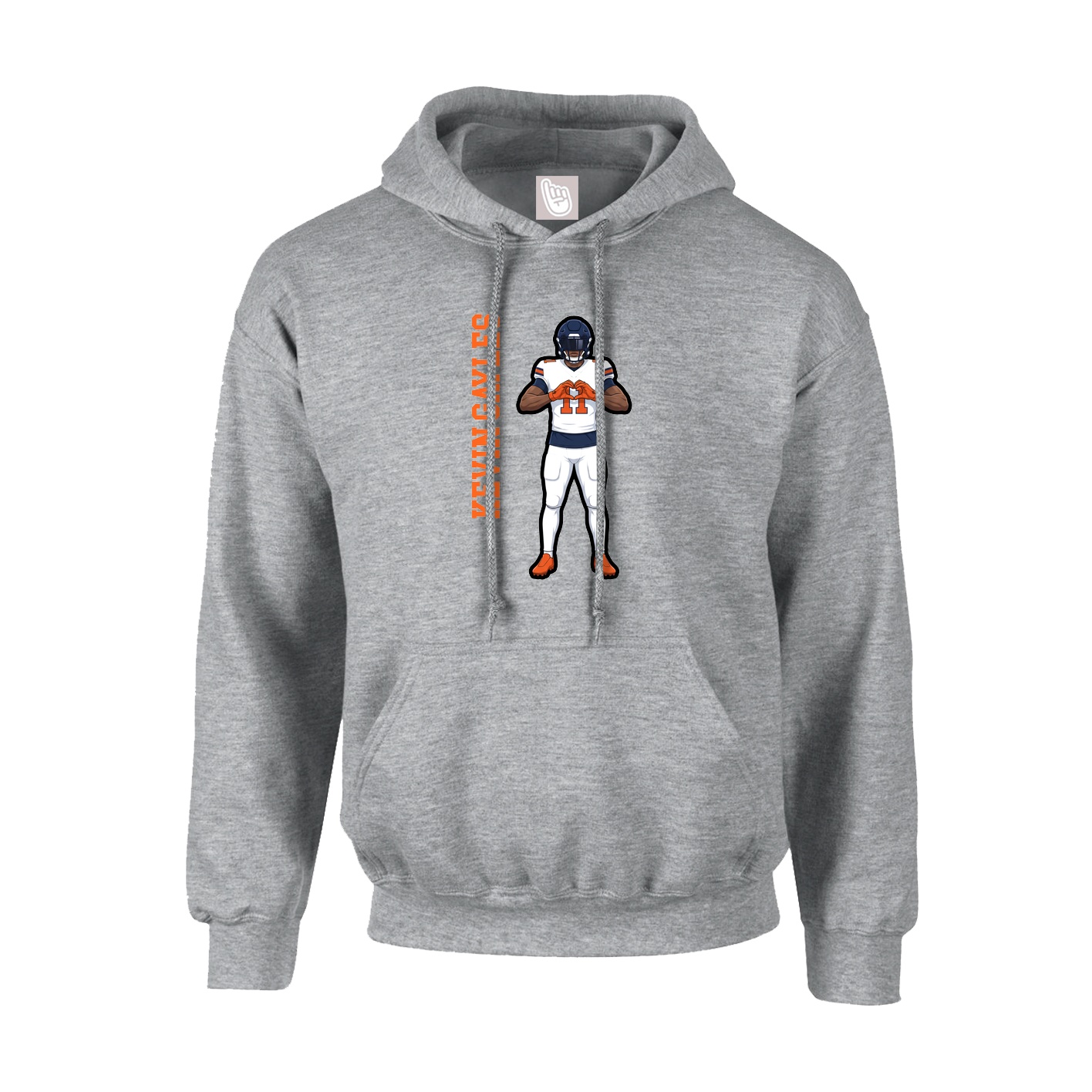 Youth Hoodie — Name Vertical in Grey