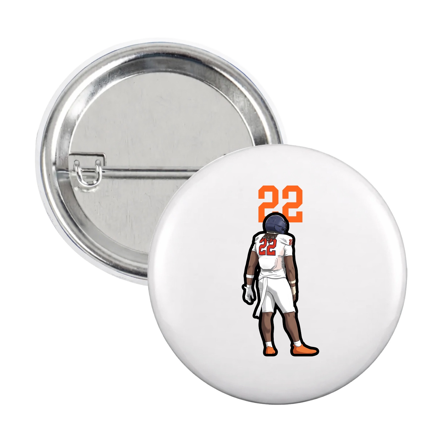 Game Day Button — Number Top in White