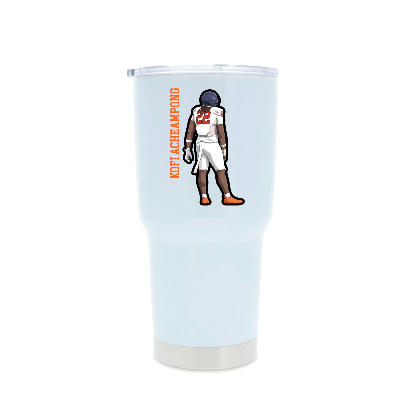 30oz Stainless Steel Tumbler — Name Vertical in White