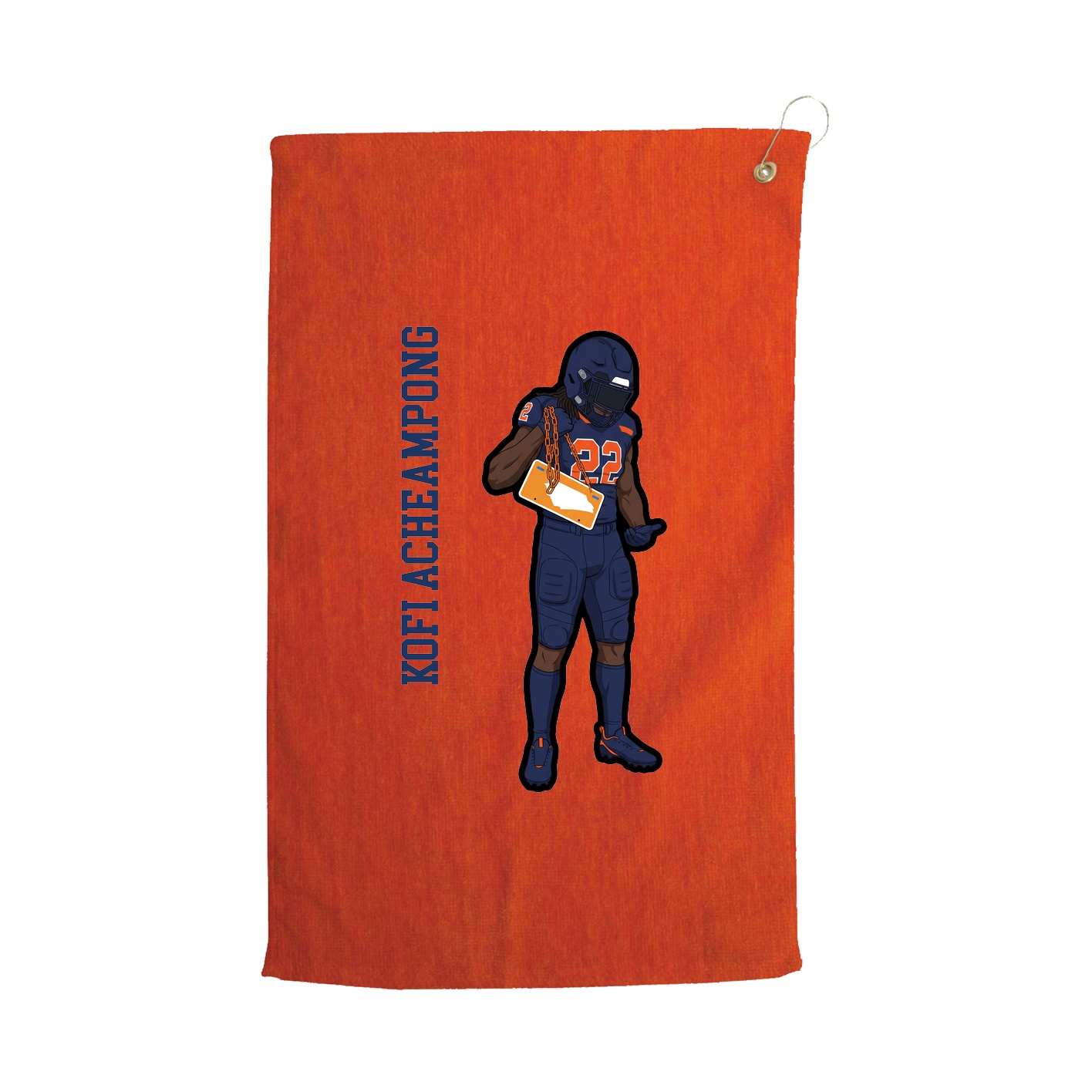 Golf Towel — Name Vertical in Orange