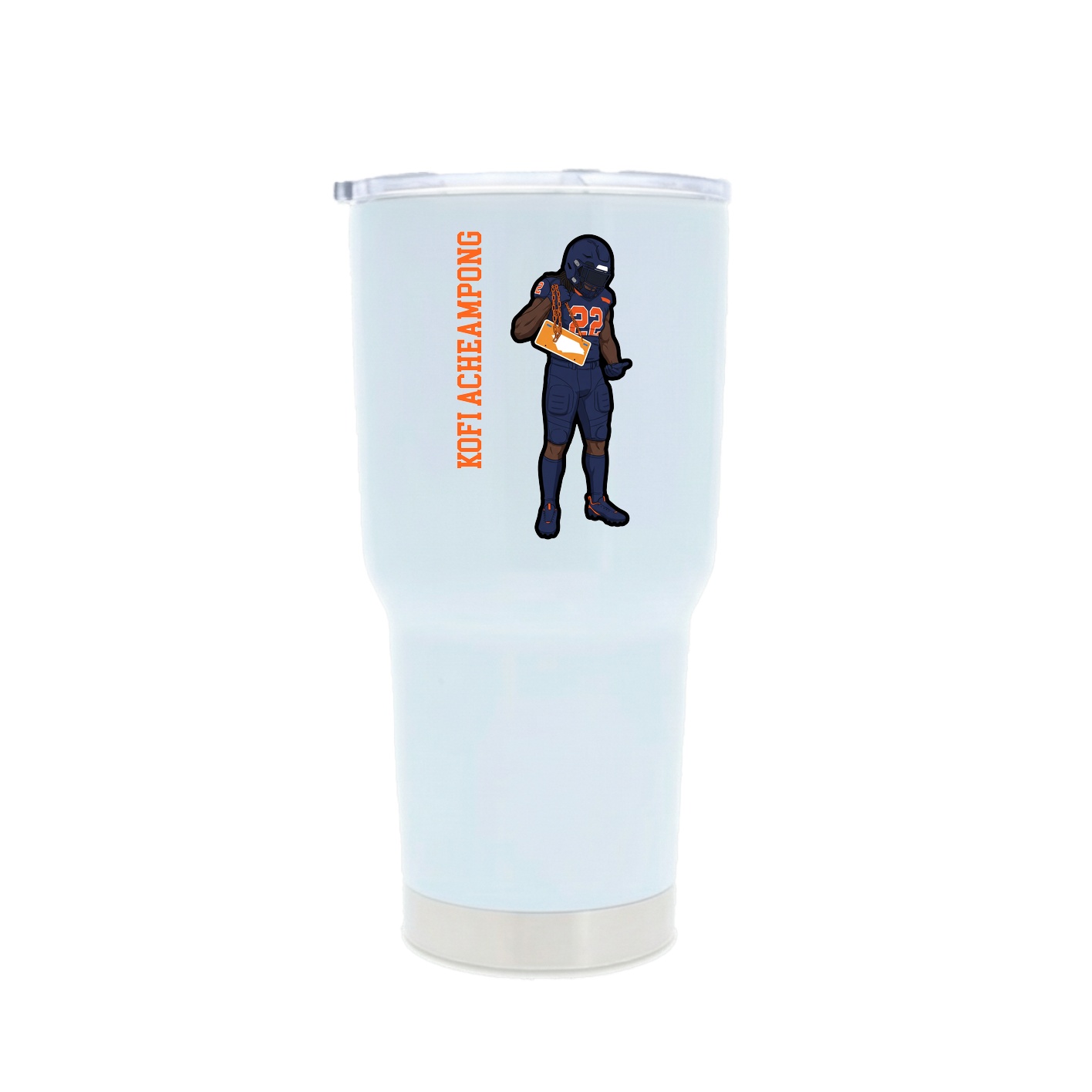 30oz Stainless Steel Tumbler — Name Vertical in White