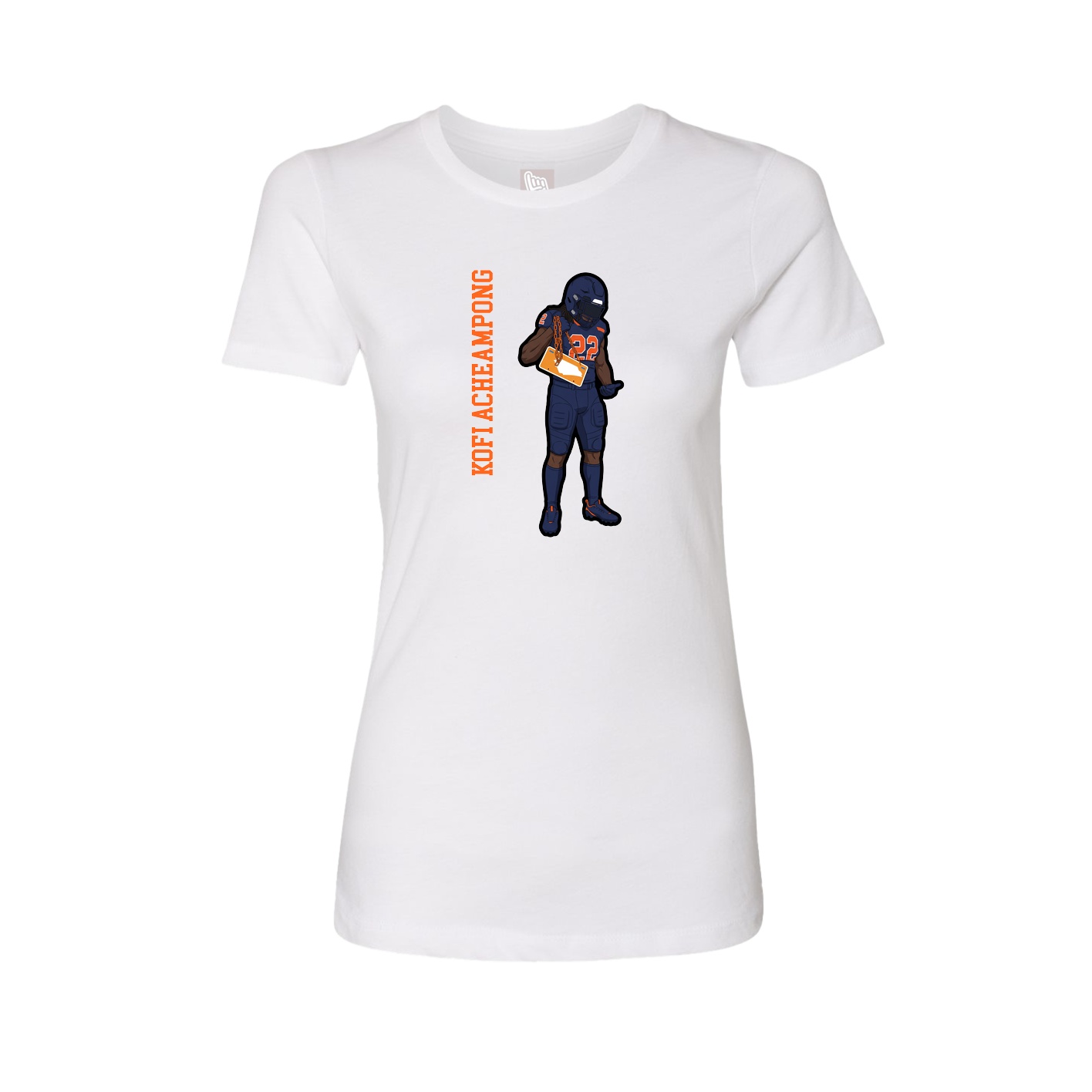 Fitted Women's Tee — Name Vertical in White