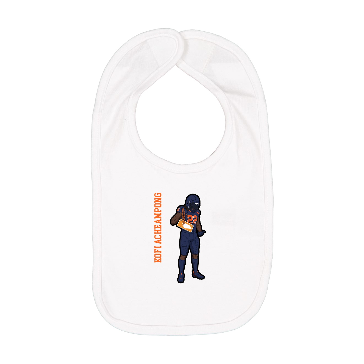Infant Bib — Name Vertical in White