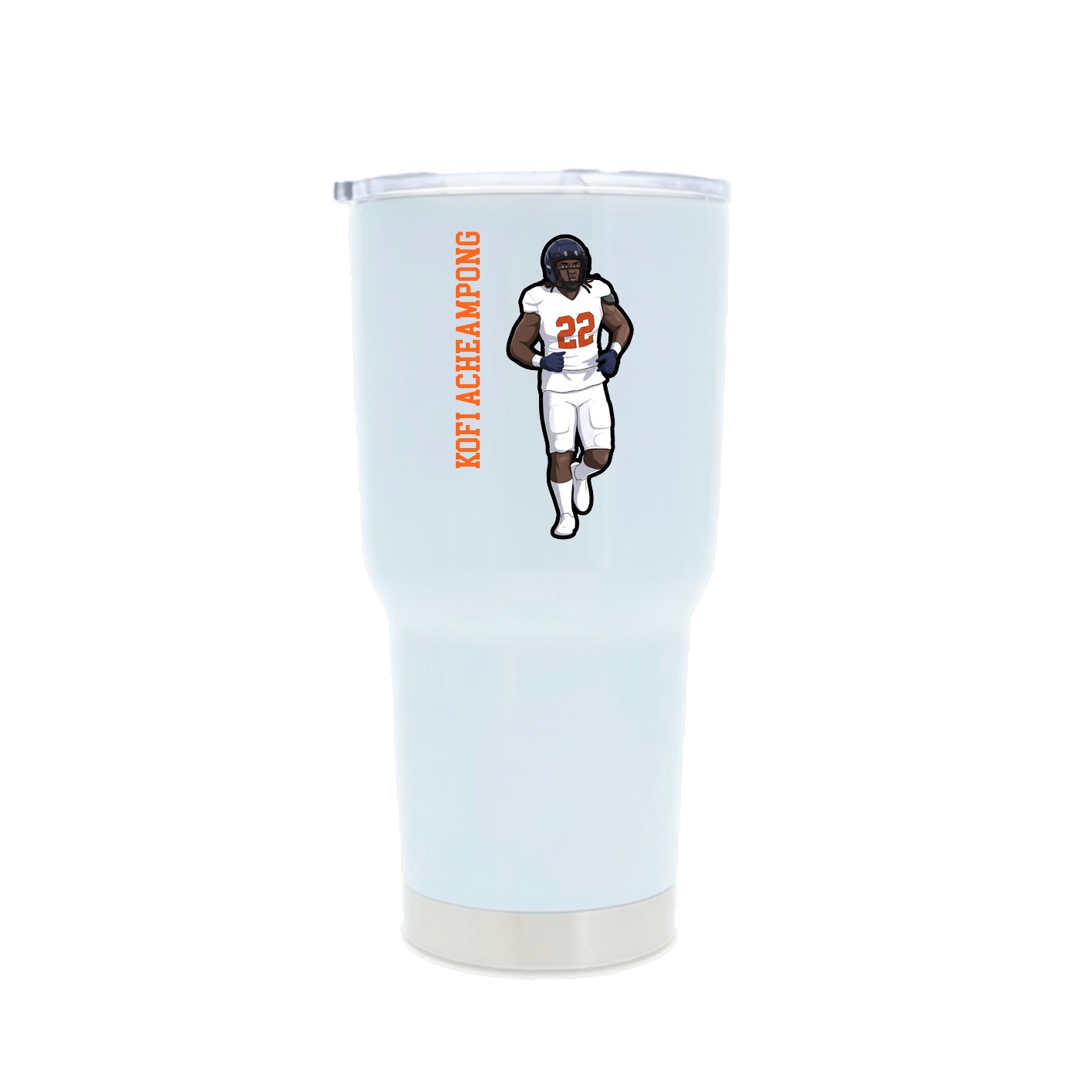 30oz Stainless Steel Tumbler — Name Vertical in White