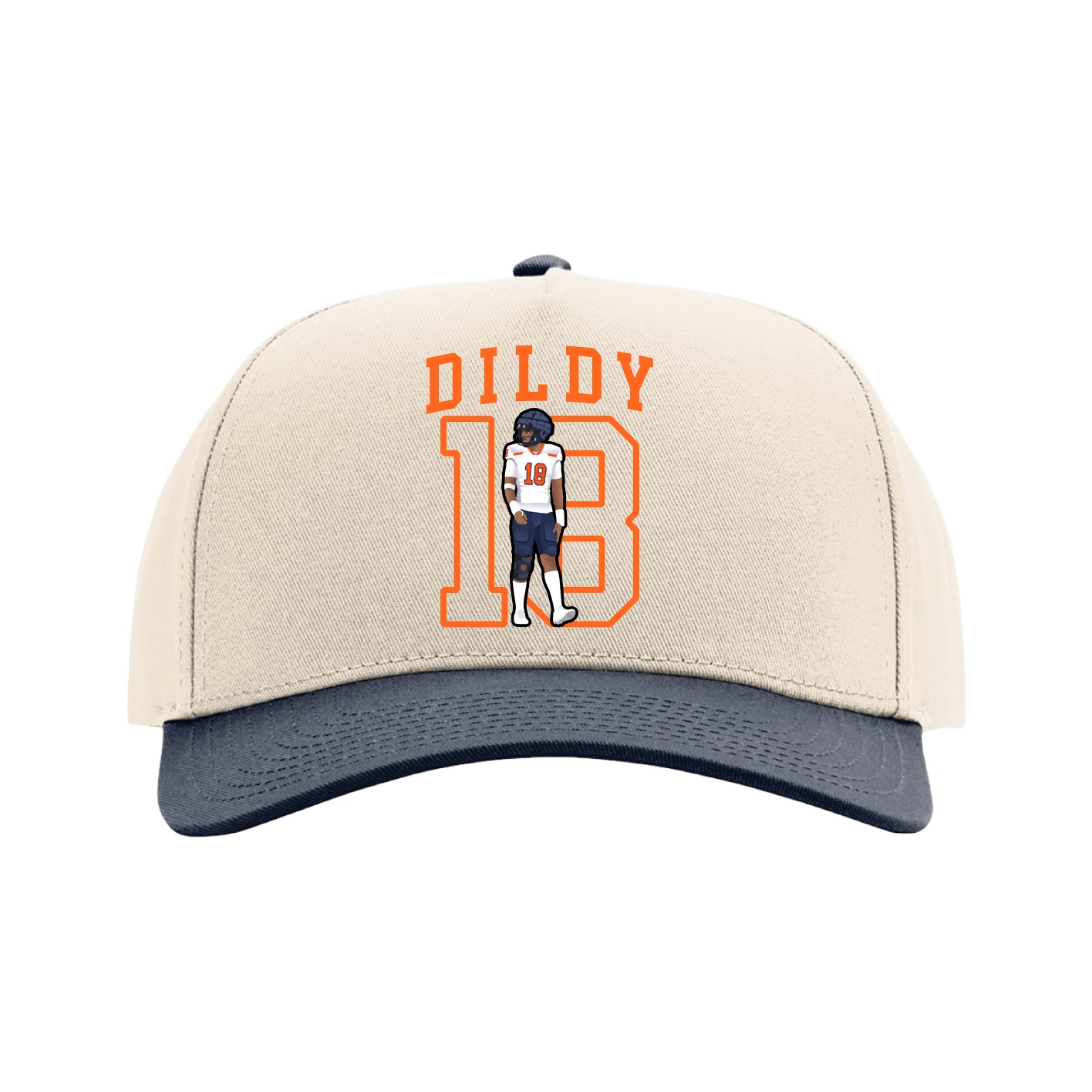 Full Fabric Five-Panel Champ Cap — Shirsey in Cream/Navy