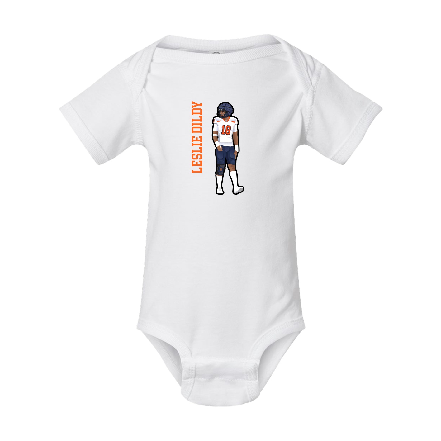 Baby Onesie — Name Vertical in White