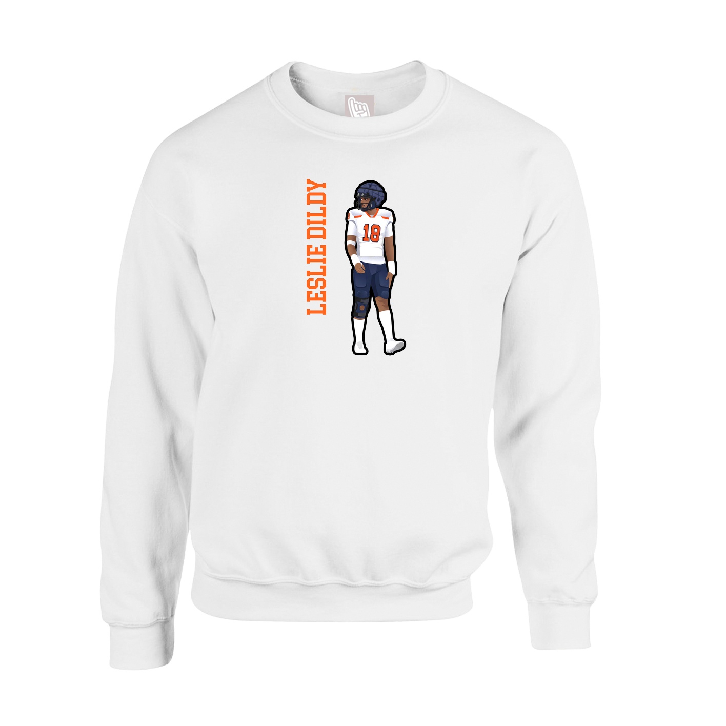 Fleece Crew — Name Vertical in White