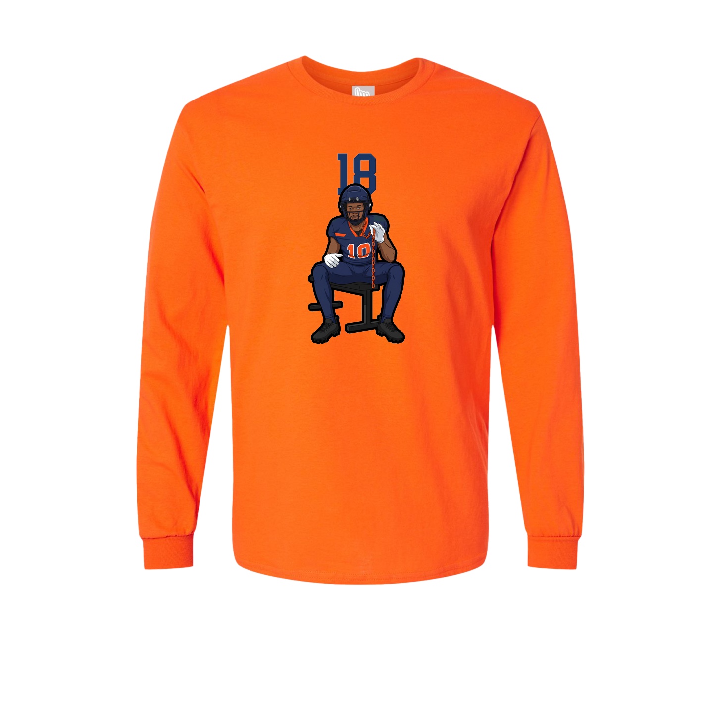 Long Sleeve Tee — Number Top in Orange