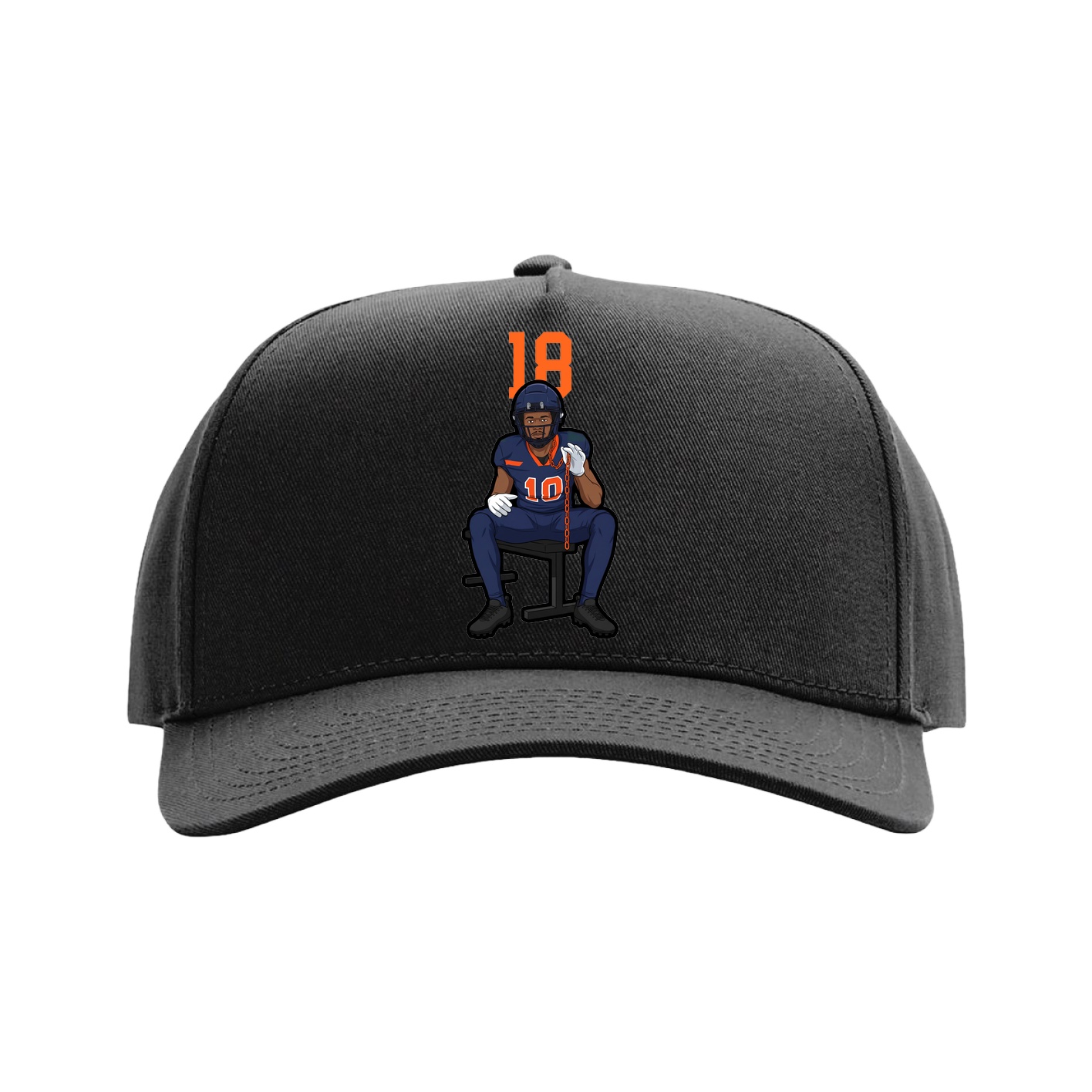 Full Fabric Five-Panel Champ Cap — Number Top in Black