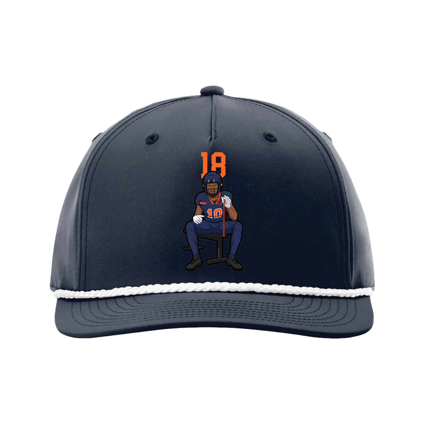 Five-Panel Classic Rope Cap — Number Top in Navy