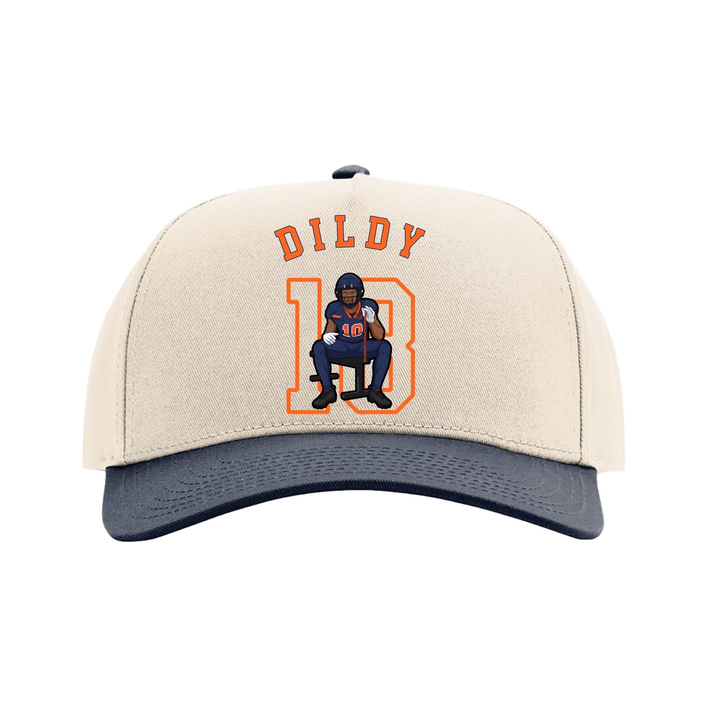 Full Fabric Five-Panel Champ Cap — Shirsey Arch in Cream/Navy