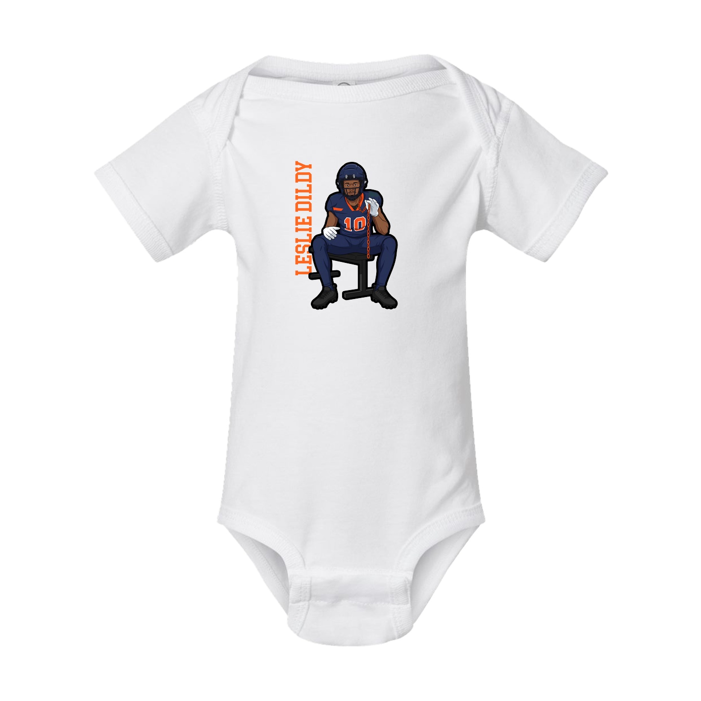 Baby Onesie — Name Vertical in White