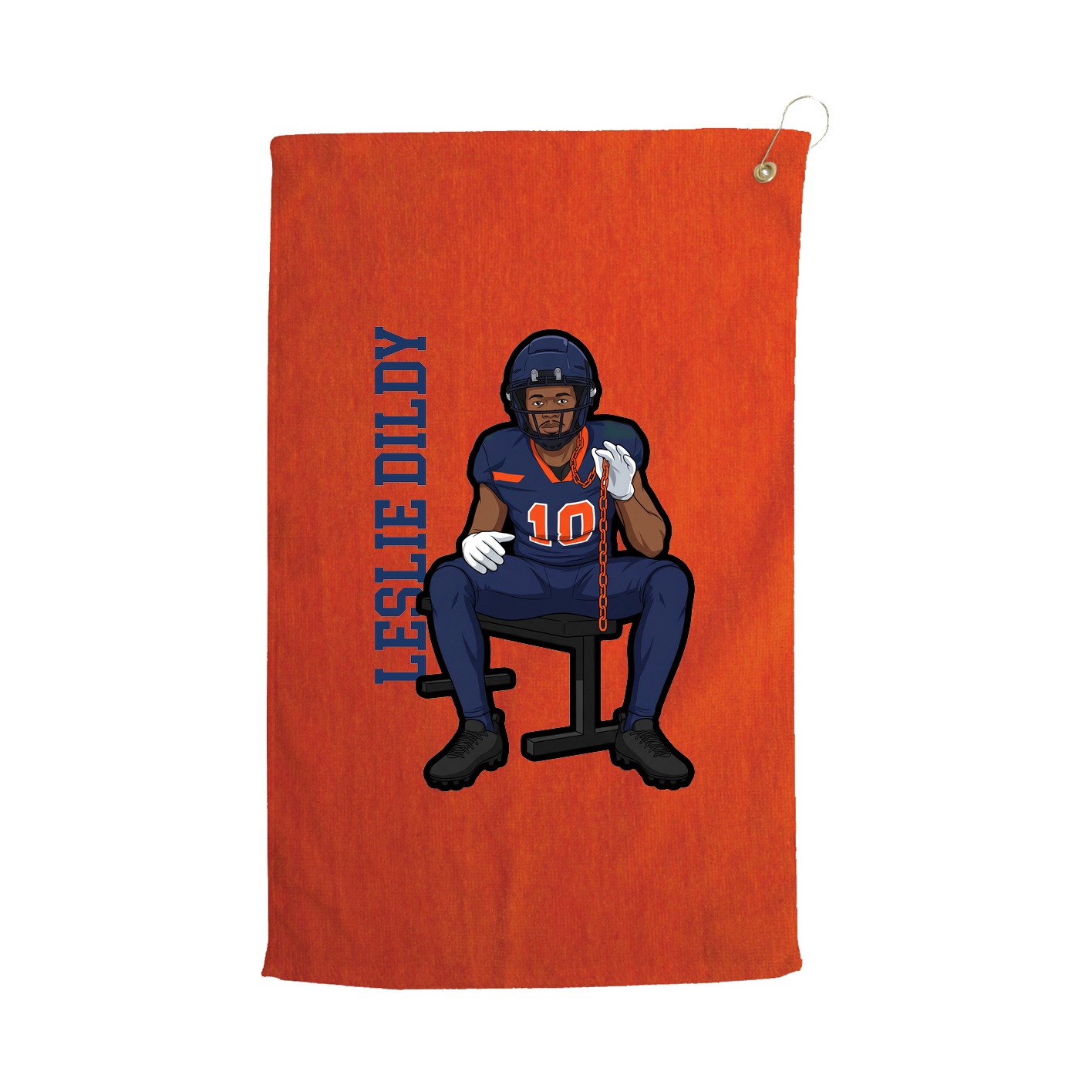 Golf Towel — Name Vertical in Orange