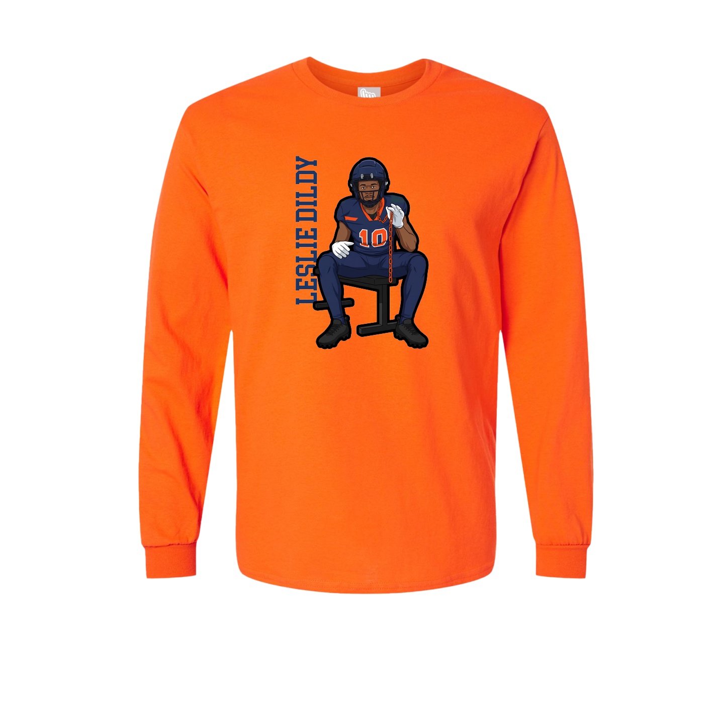 Long Sleeve Tee — Name Vertical in Orange