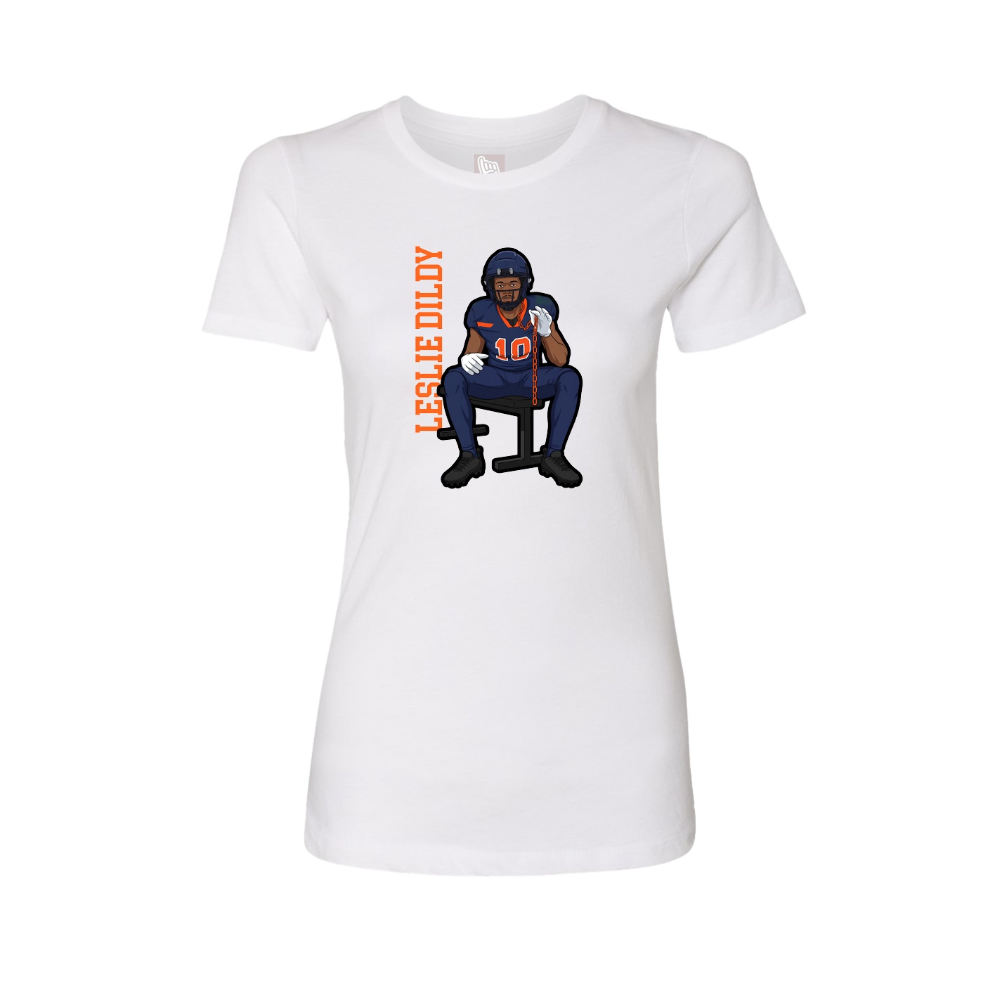 Womens Tee — Name Vertical in White