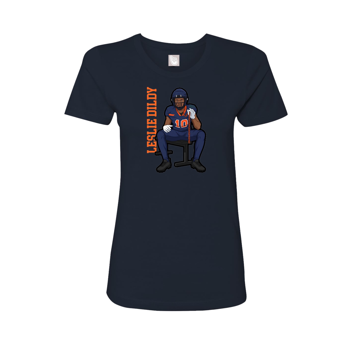 Fitted Women's Tee — Name Vertical in Navy