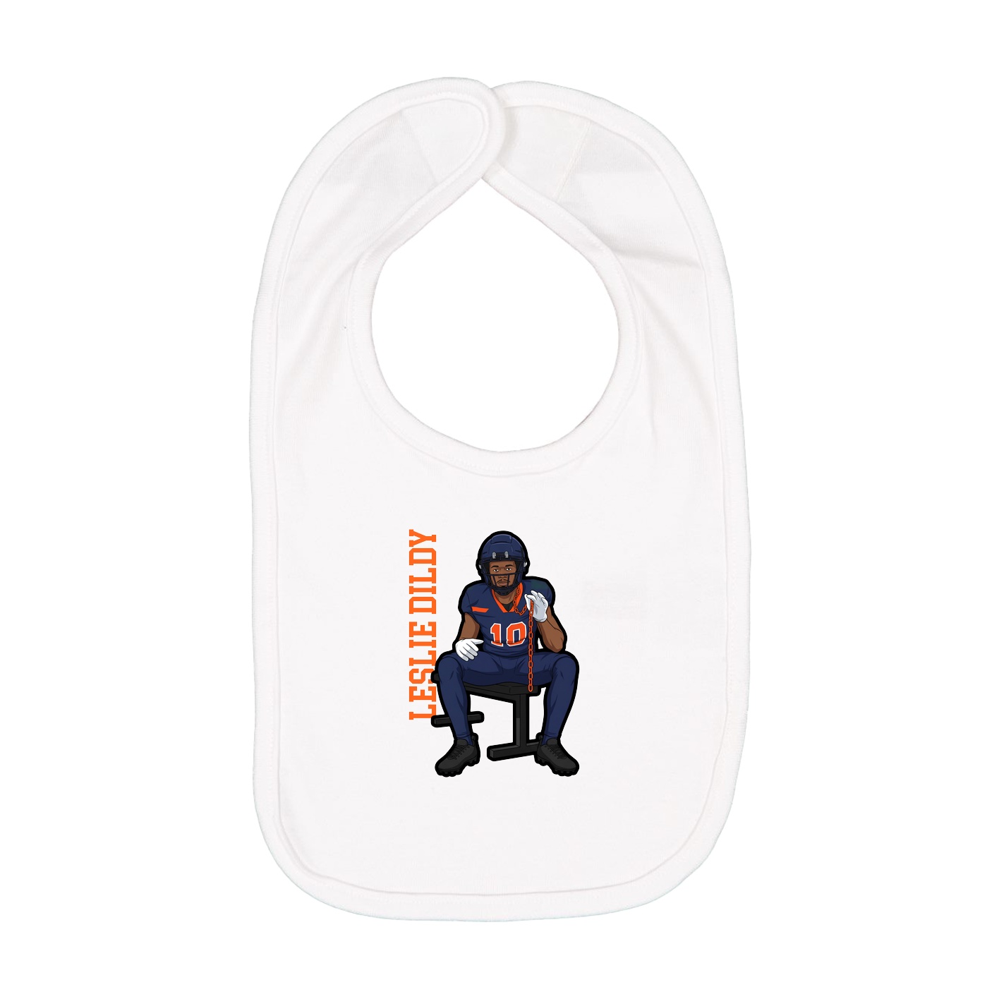 Infant Bib — Name Vertical in White
