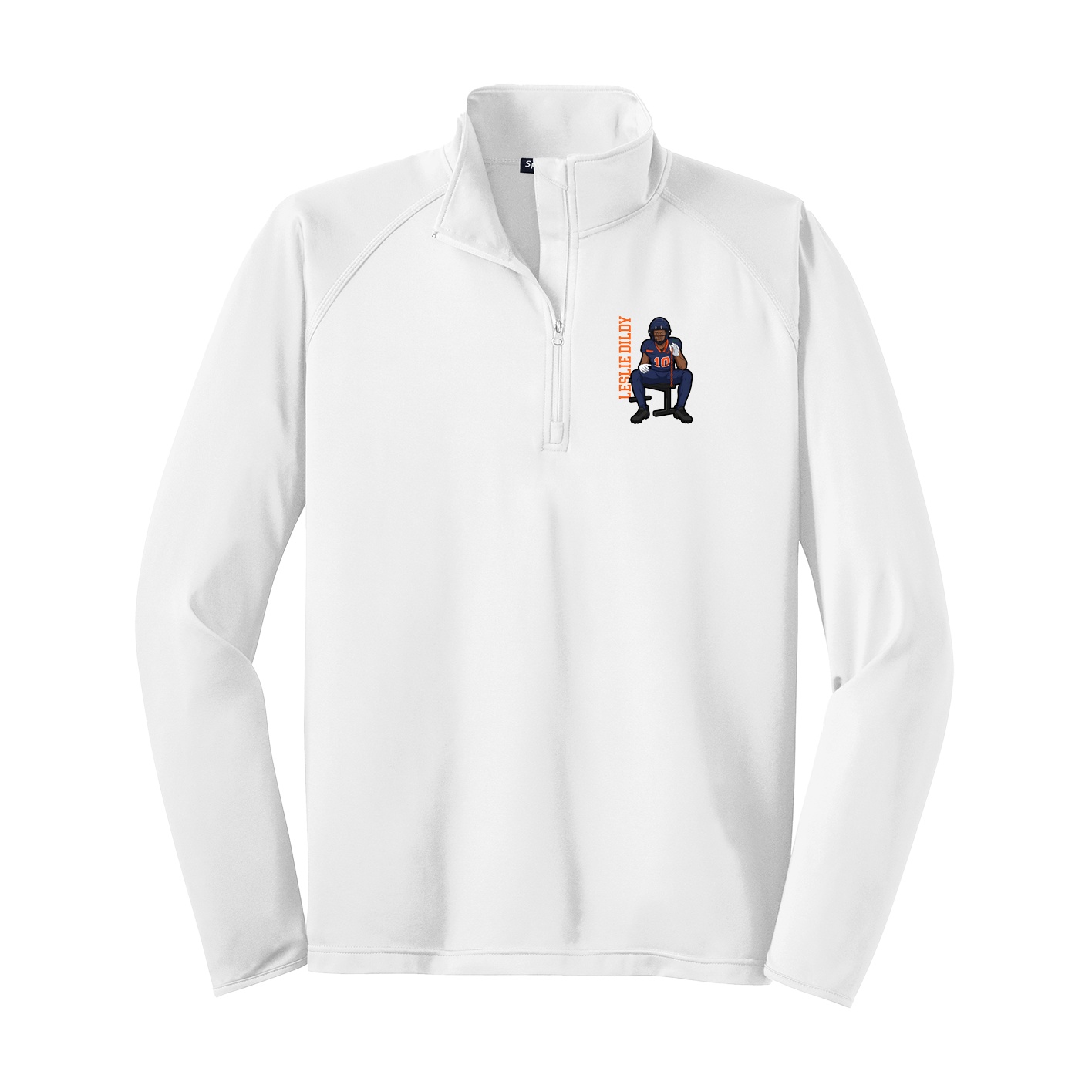 Q-Zip Pullover — Name Vertical in White