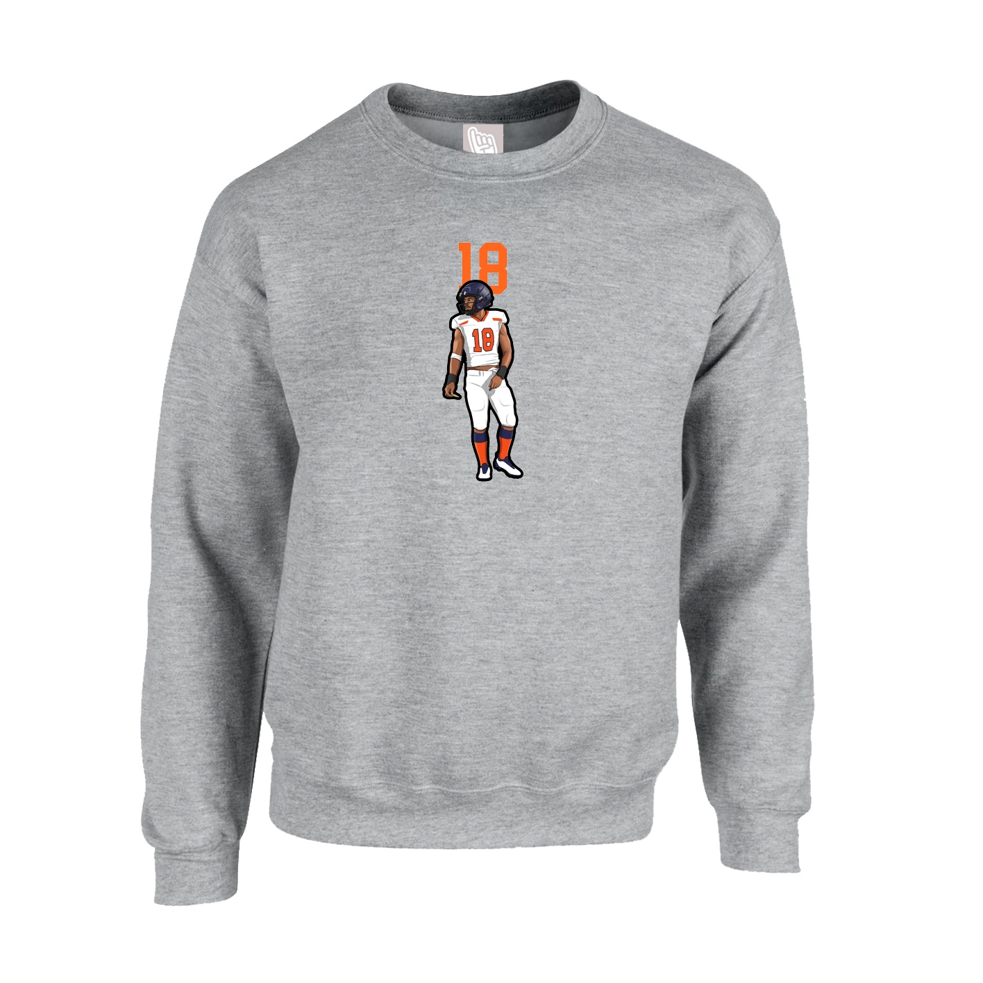 Fleece Crew — Number Top in Grey