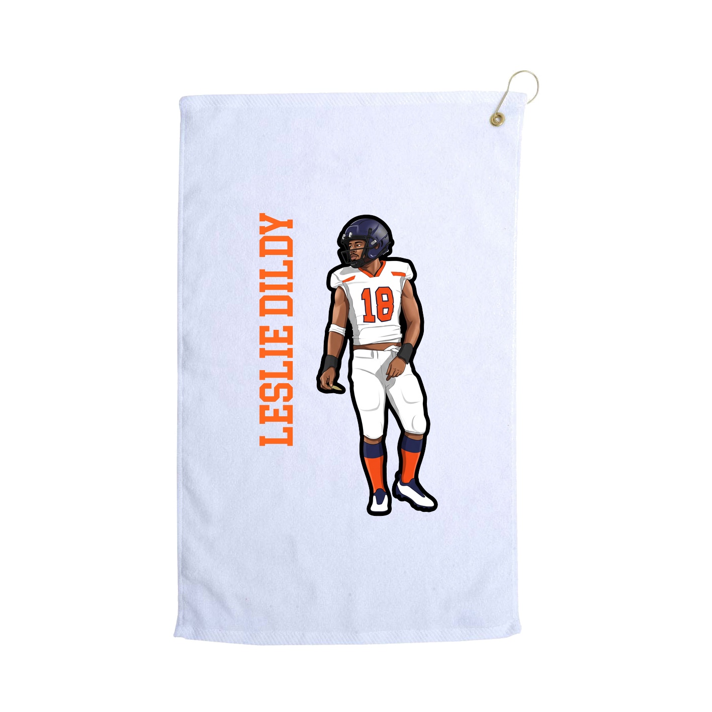 Golf Towel — Name Vertical in White