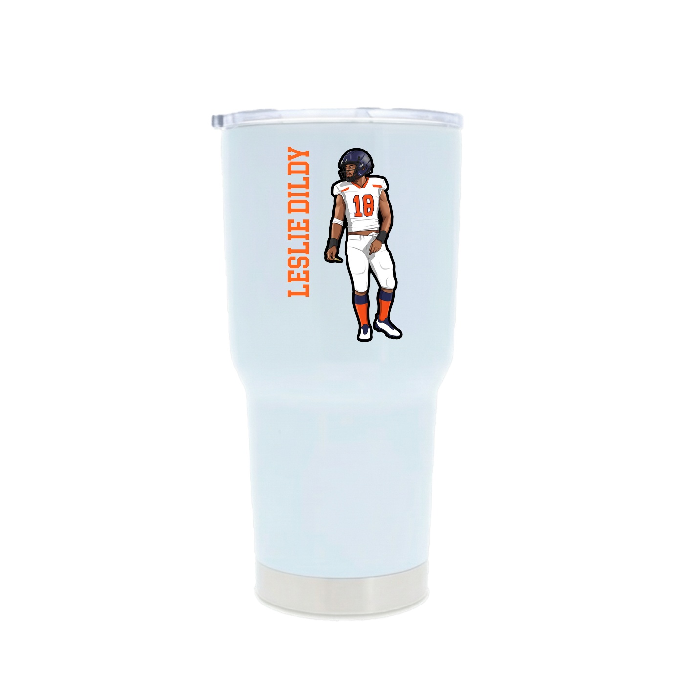 30oz Stainless Steel Tumbler — Name Vertical in White