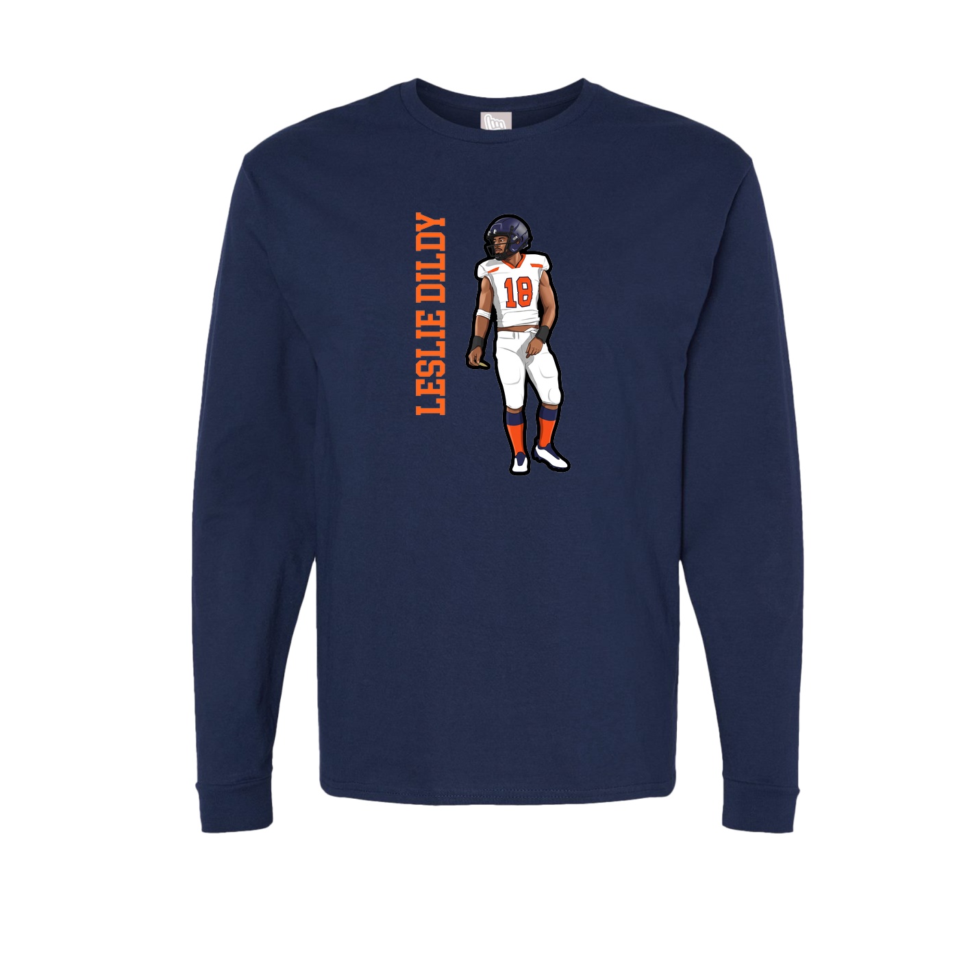 Long Sleeve Tee — Name Vertical in Navy
