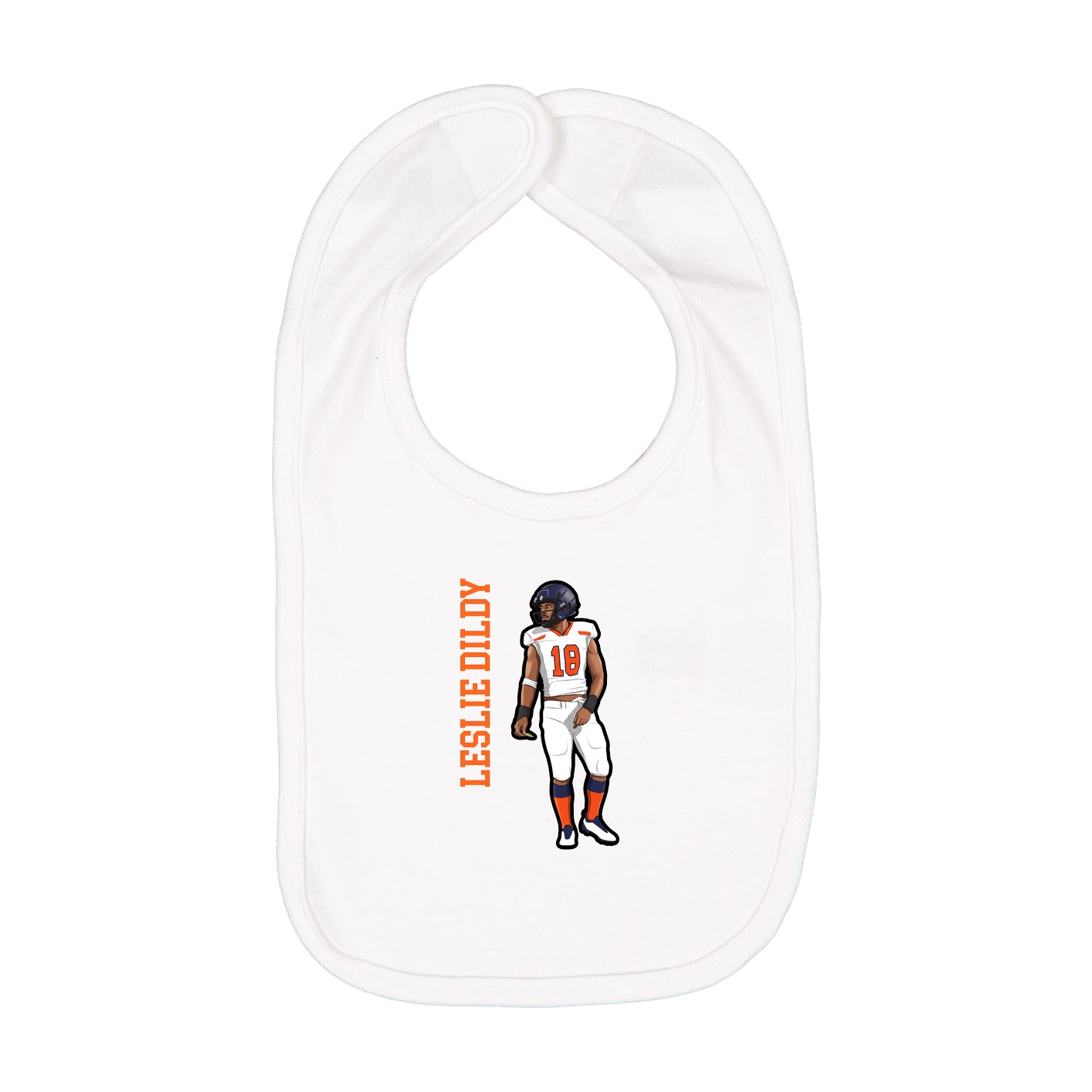 Infant Bib — Name Vertical in White