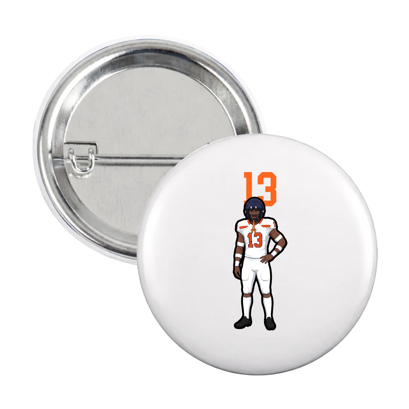 Game Day Button — Number Top in White