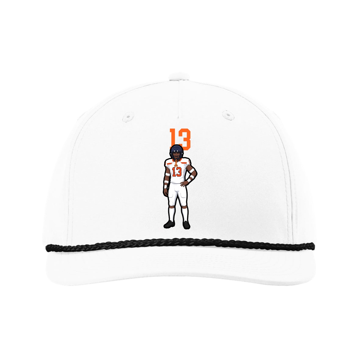 Five-Panel Classic Rope Cap — Number Top in White