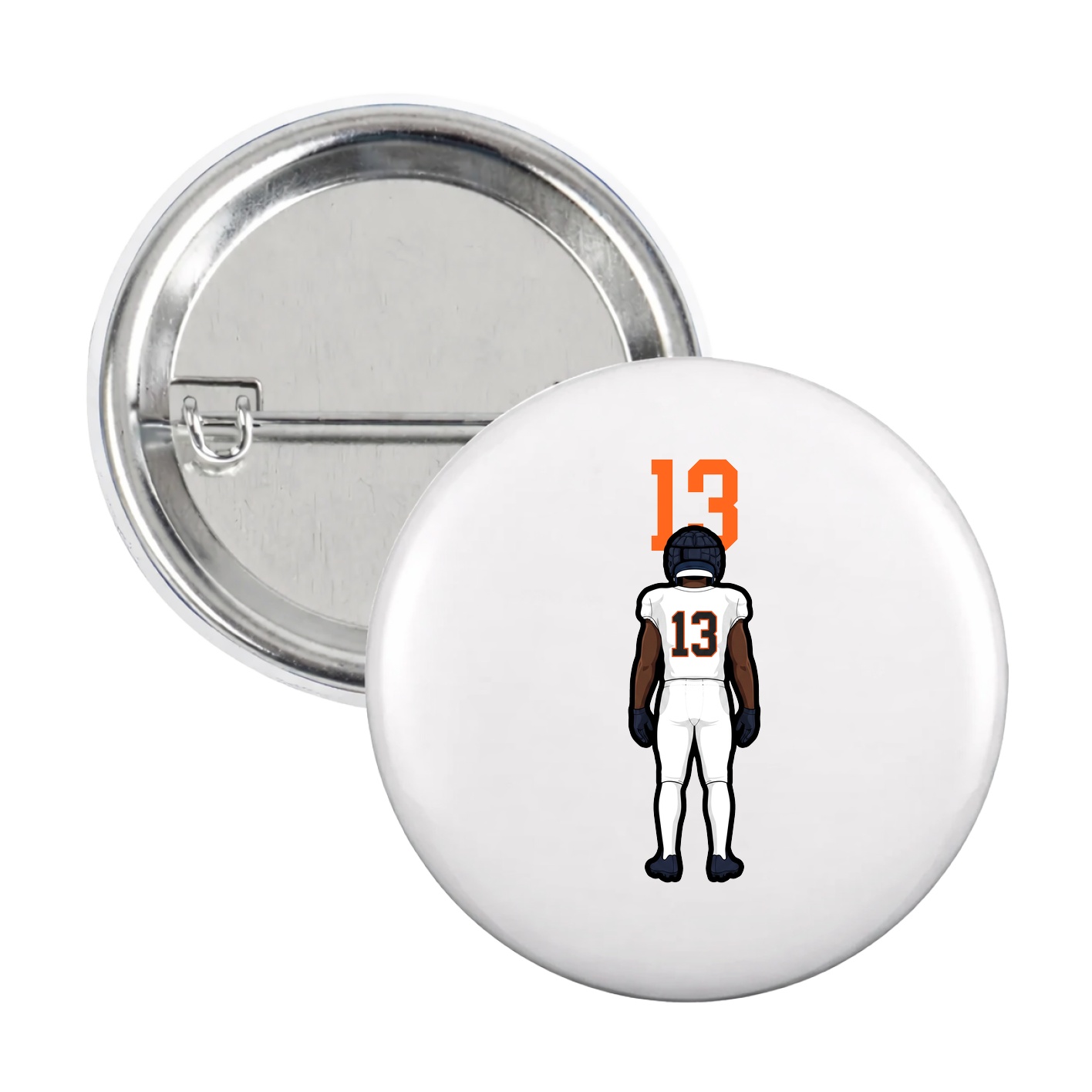 Game Day Button — Number Top in White