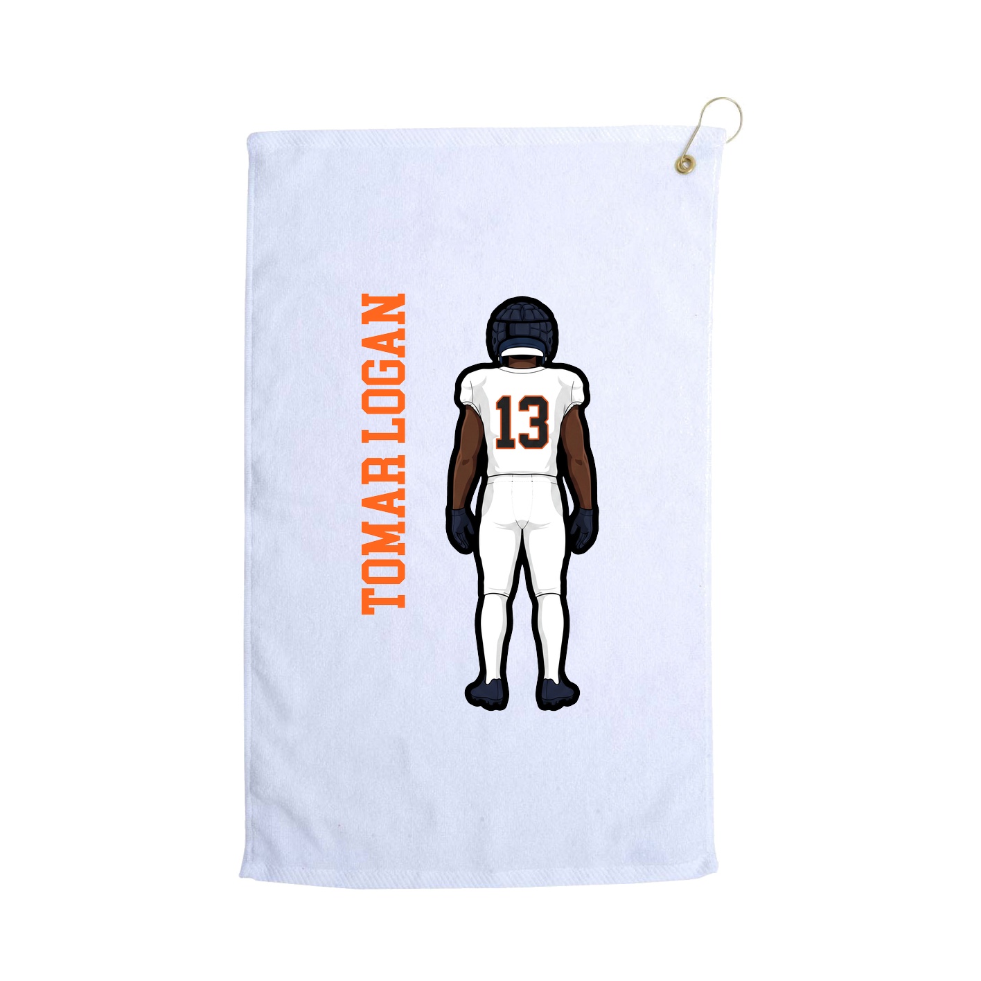 Golf Towel — Name Vertical in White