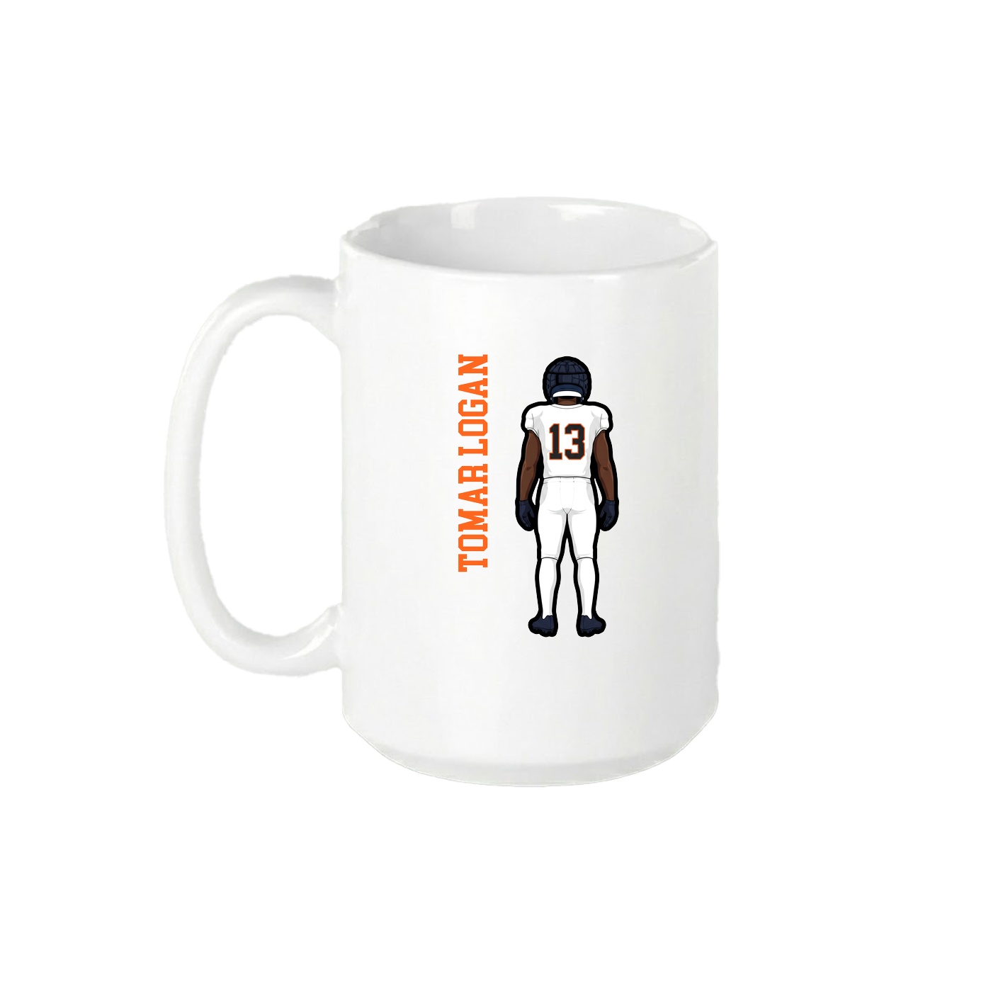 15oz Coffee Mug — Name Vertical in White